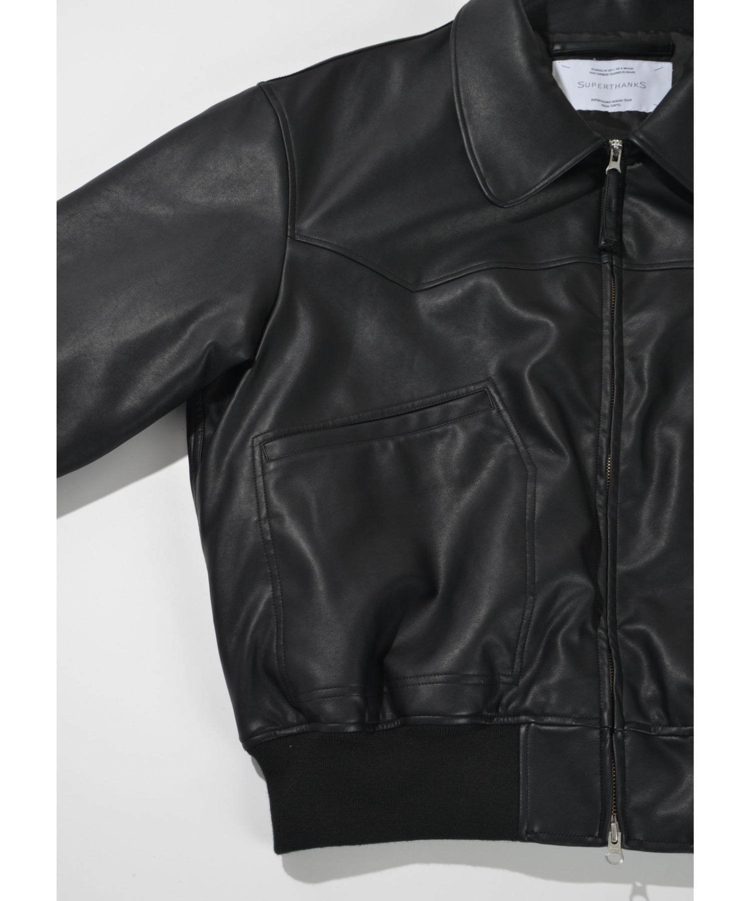 Faux Leather Padded Blouson (CWU-Type) - black