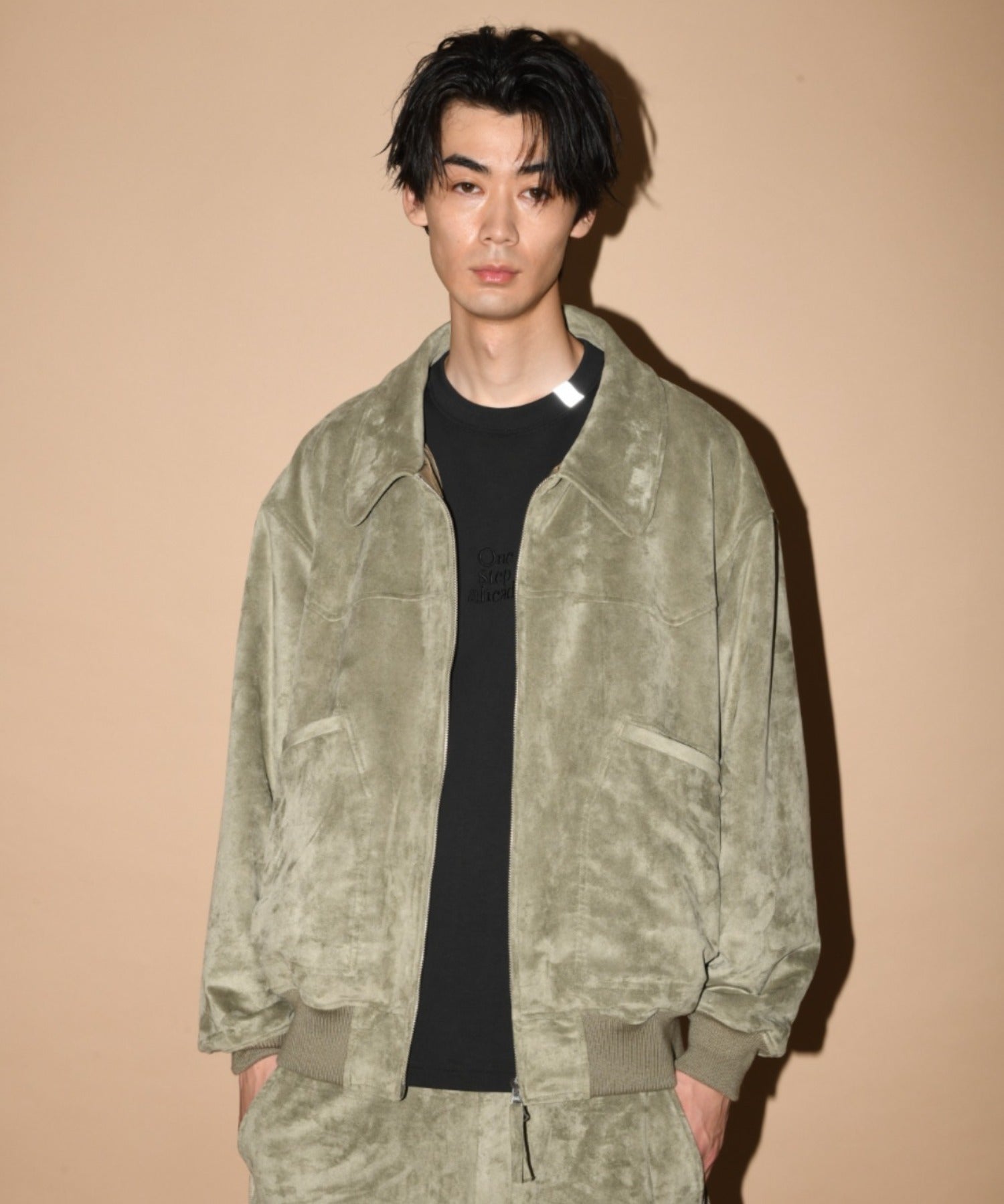 Faux Suede Padded Blouson (CWU-Type) - black