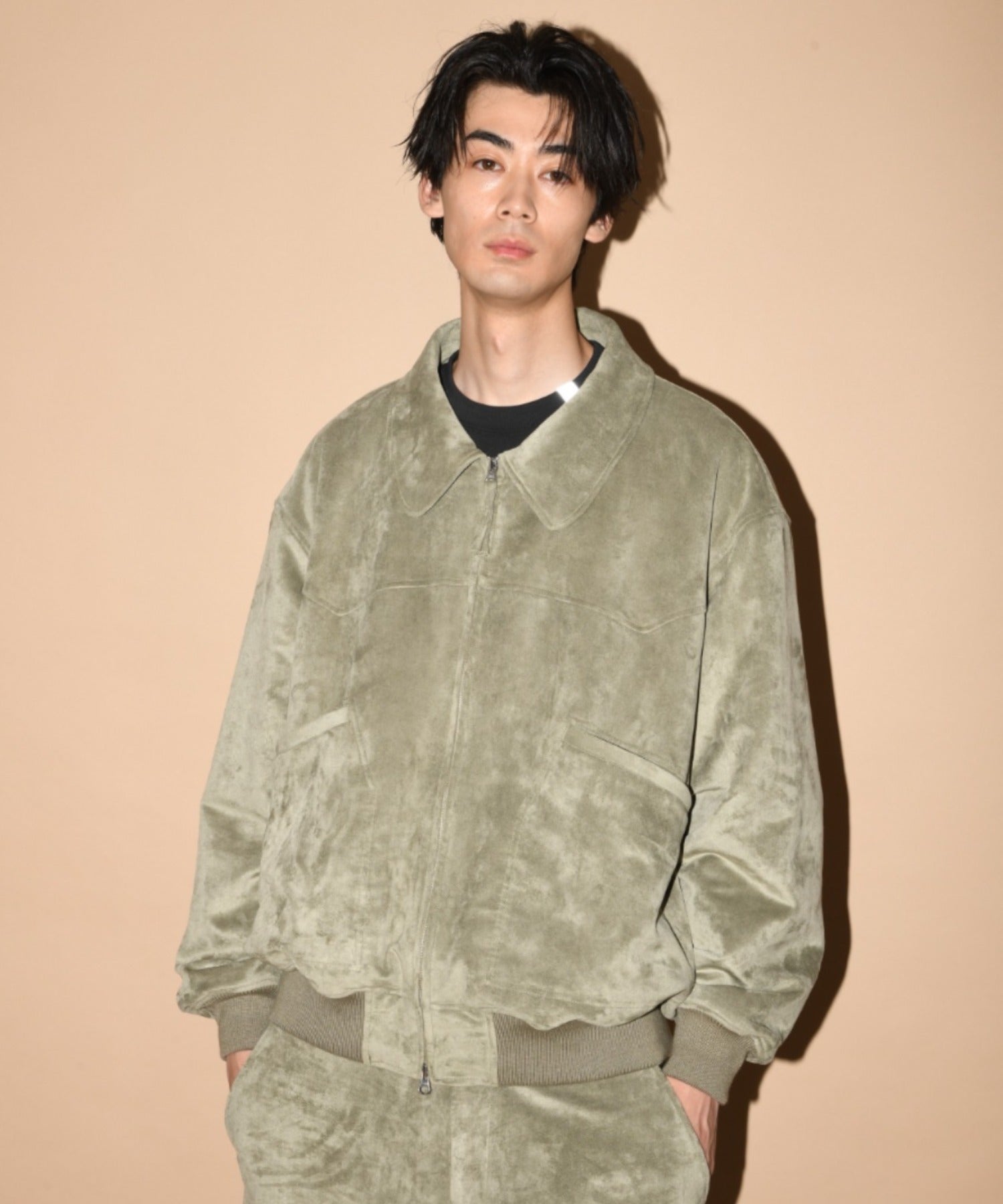 Faux Suede Padded Blouson (CWU-Type) - black