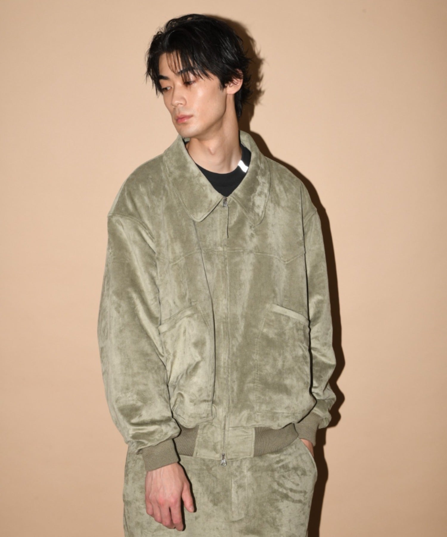 Faux Suede Padded Blouson (CWU-Type) - black