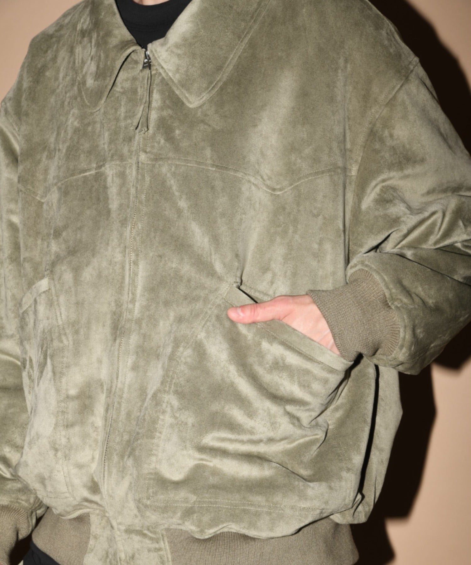 Faux Suede Padded Blouson (CWU-Type) - black