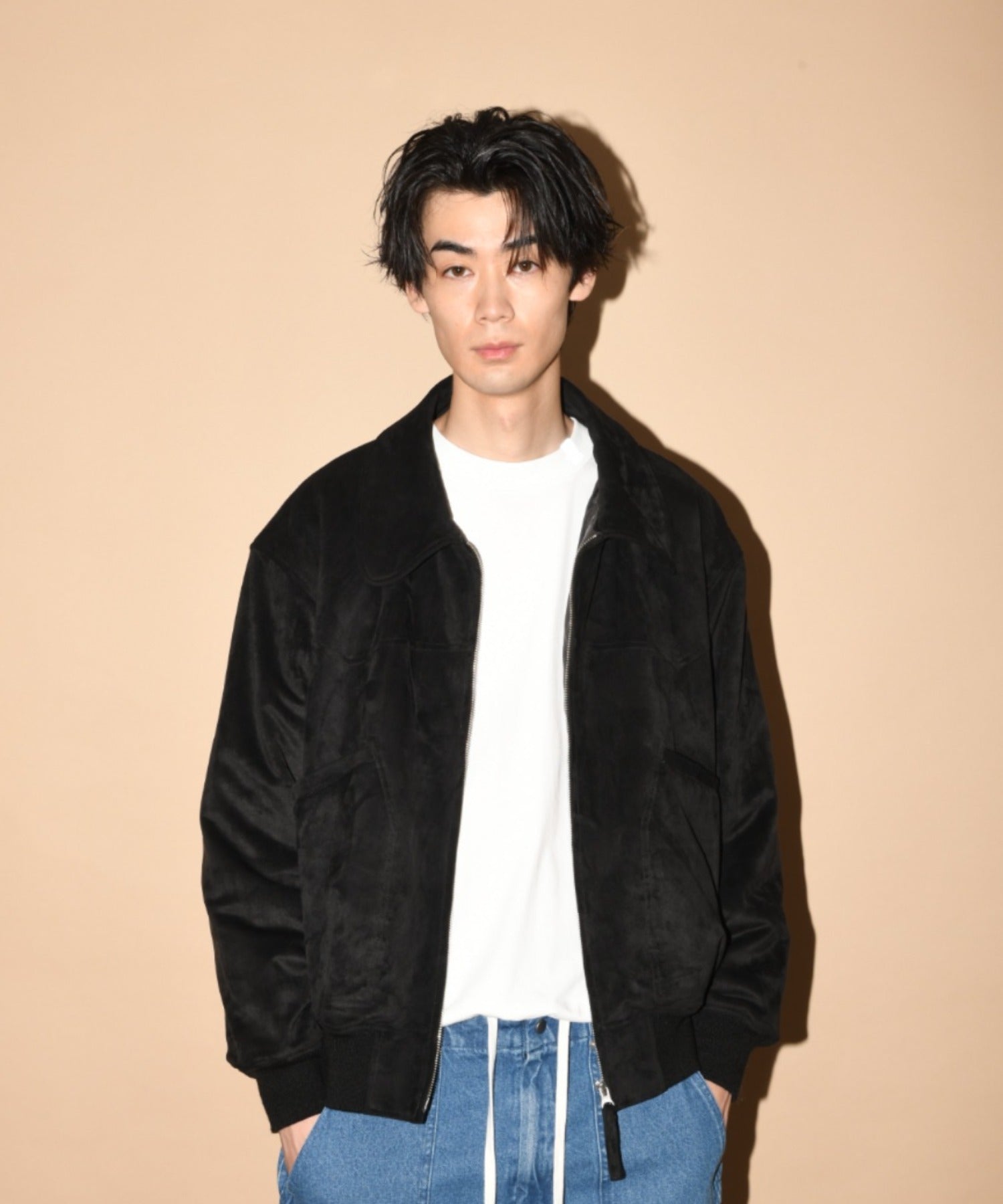 Faux Suede Padded Blouson (CWU-Type) - black