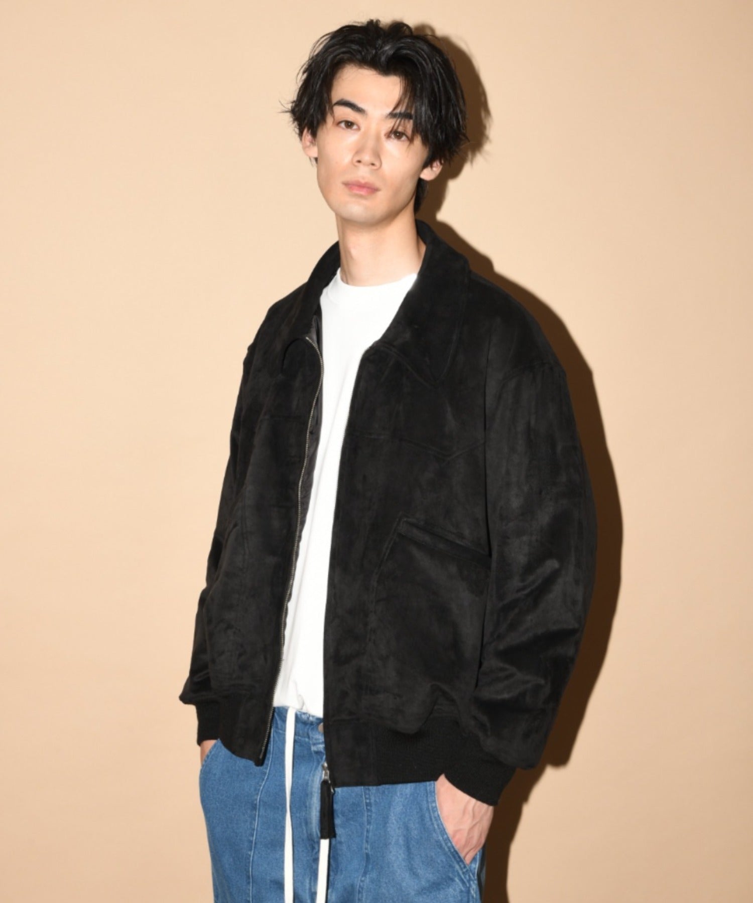 Faux Suede Padded Blouson (CWU-Type) - black