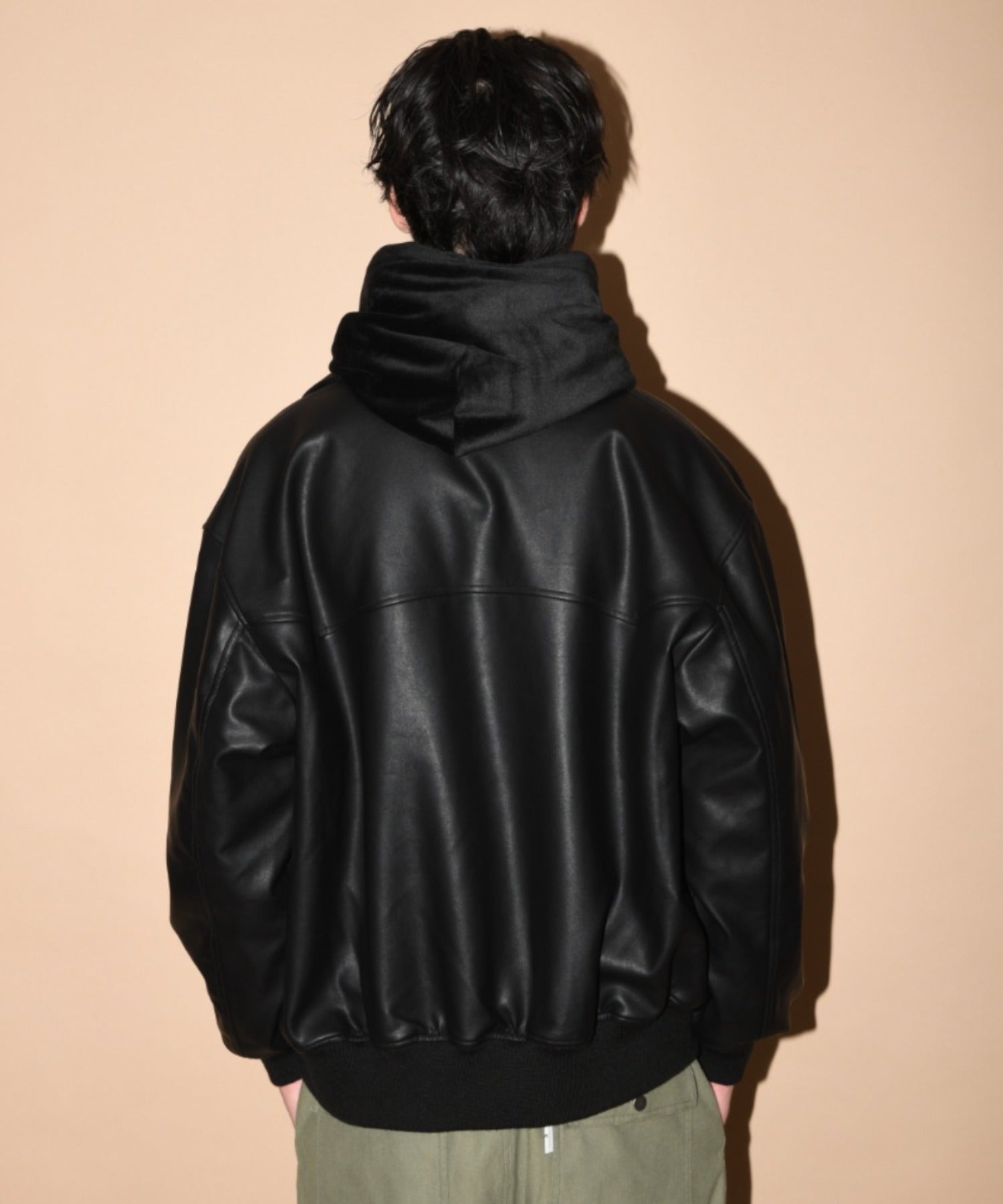 Faux Leather Padded Blouson (CWU-Type) - black