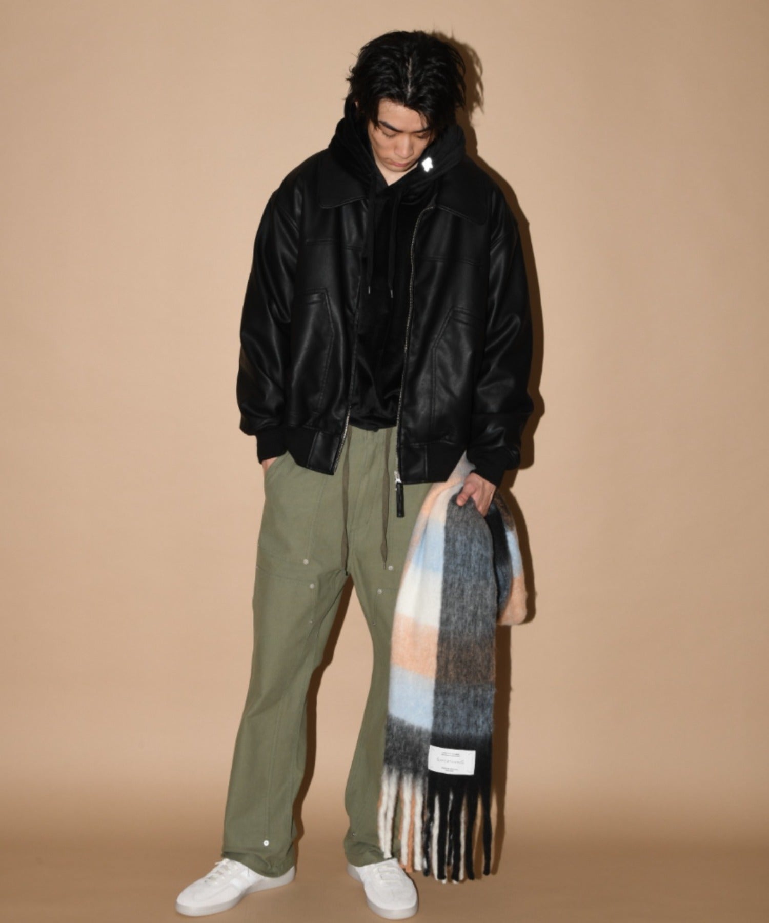 Faux Leather Padded Blouson (CWU-Type) - black