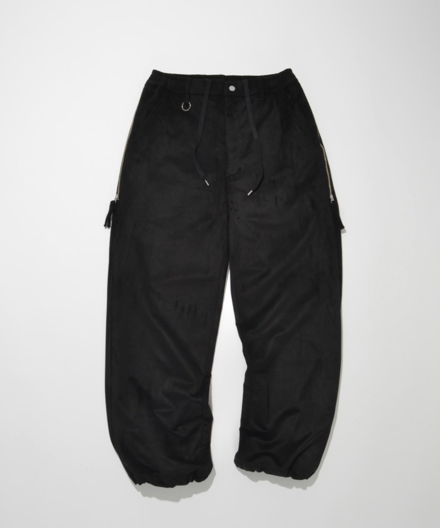 Faux Suede Side-zip Wide Pants - l.khaki