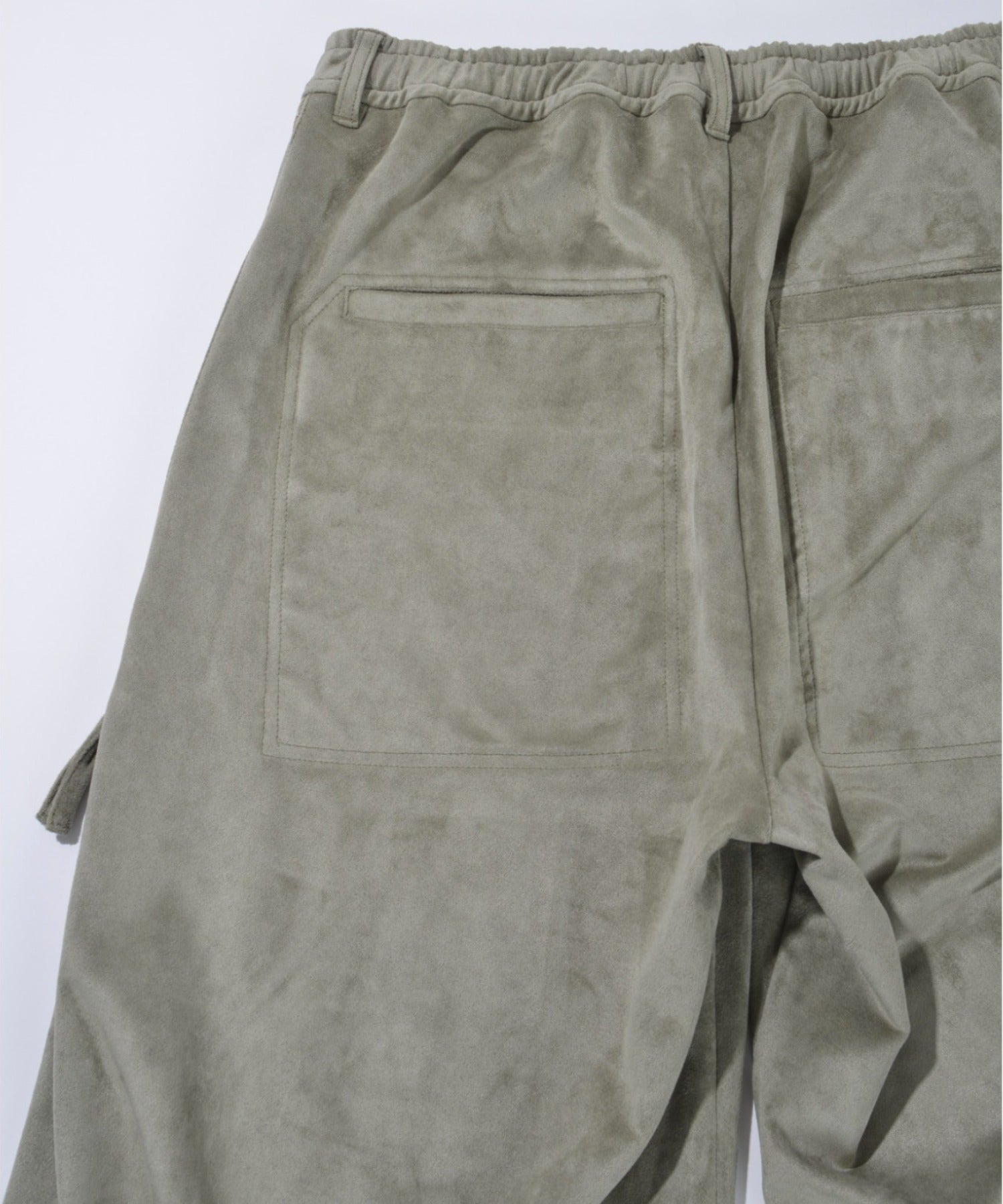 Faux Suede Side-zip Wide Pants - l.khaki