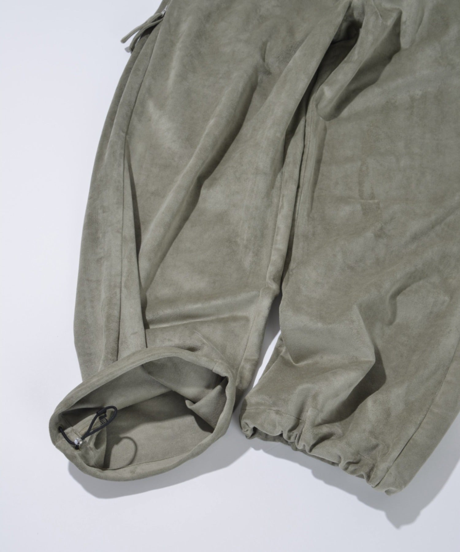 Faux Suede Side-zip Wide Pants - l.khaki