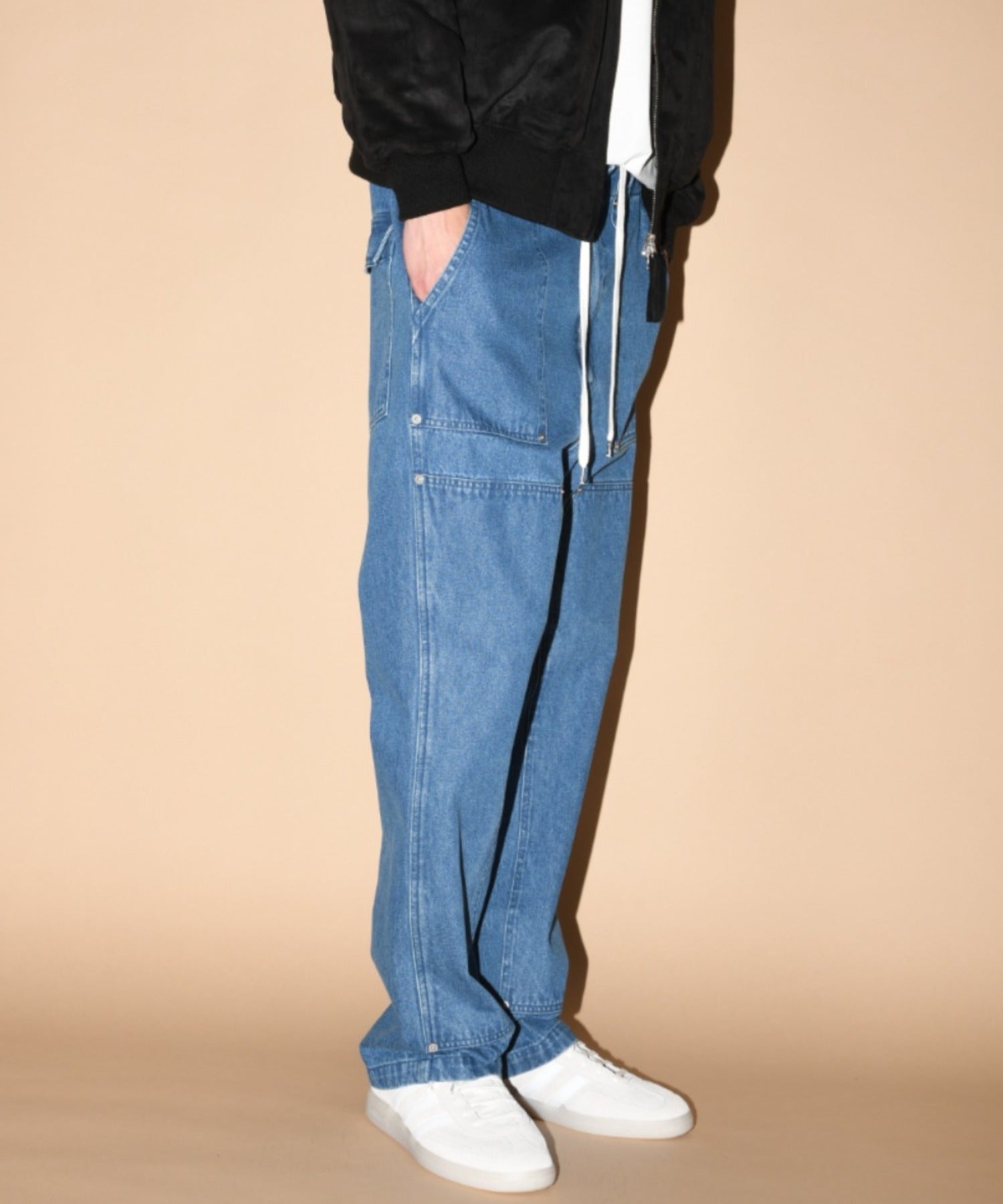 Double Knee Baker Pants- gray denim