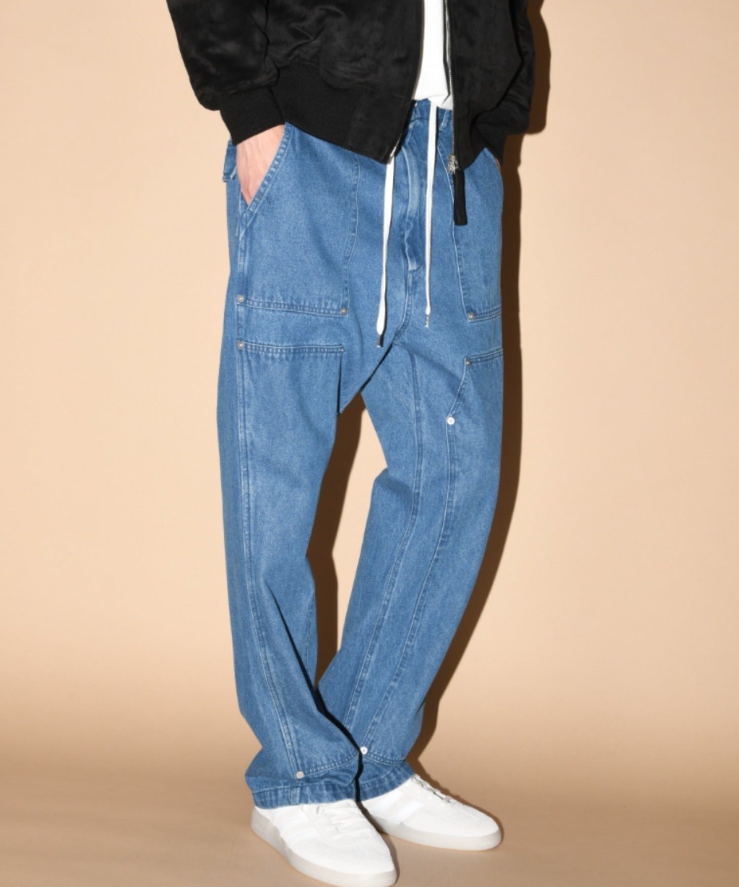 Double Knee Baker Pants- blue denim
