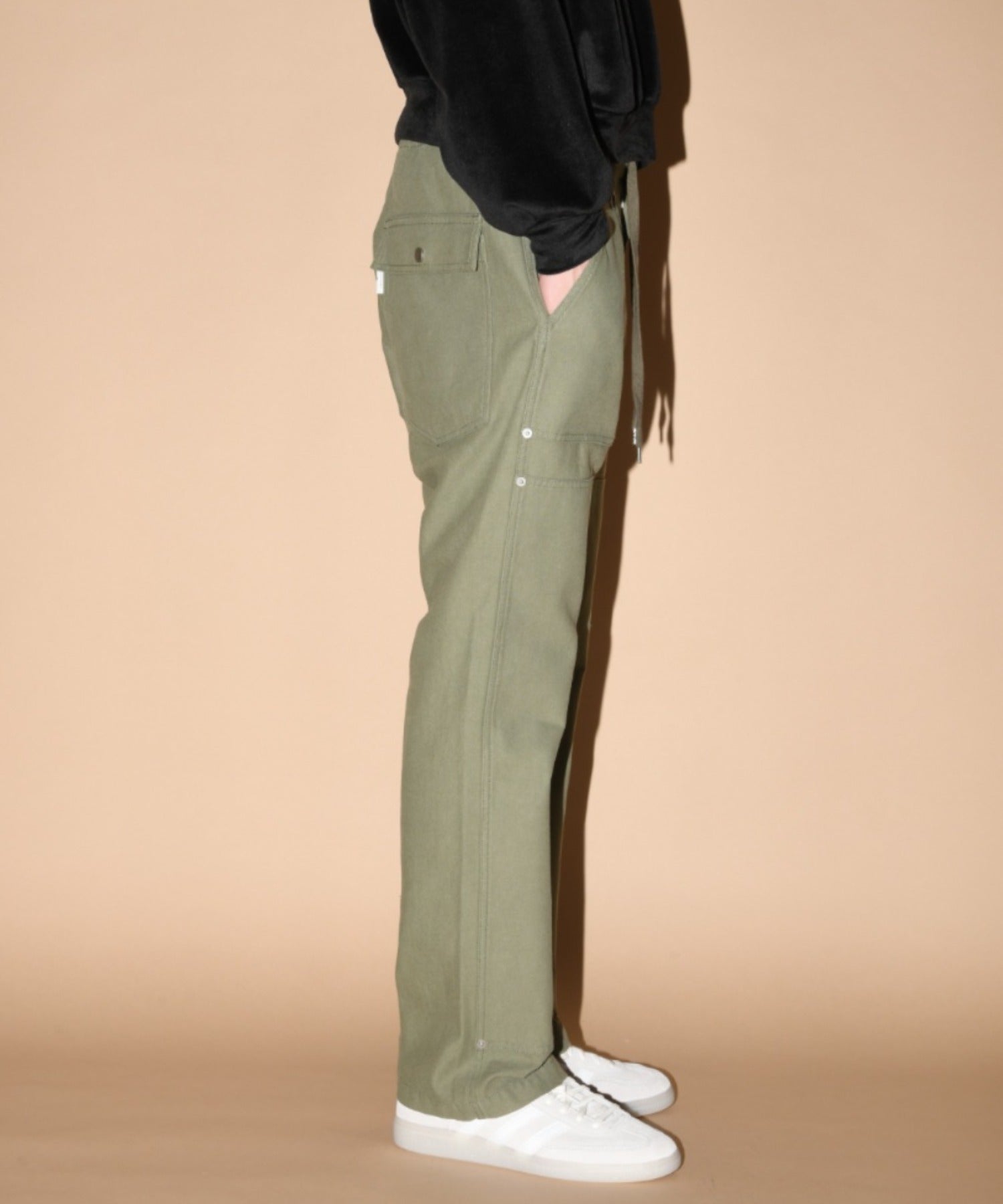 Double Knee Baker Pants - l.khaki backsatin