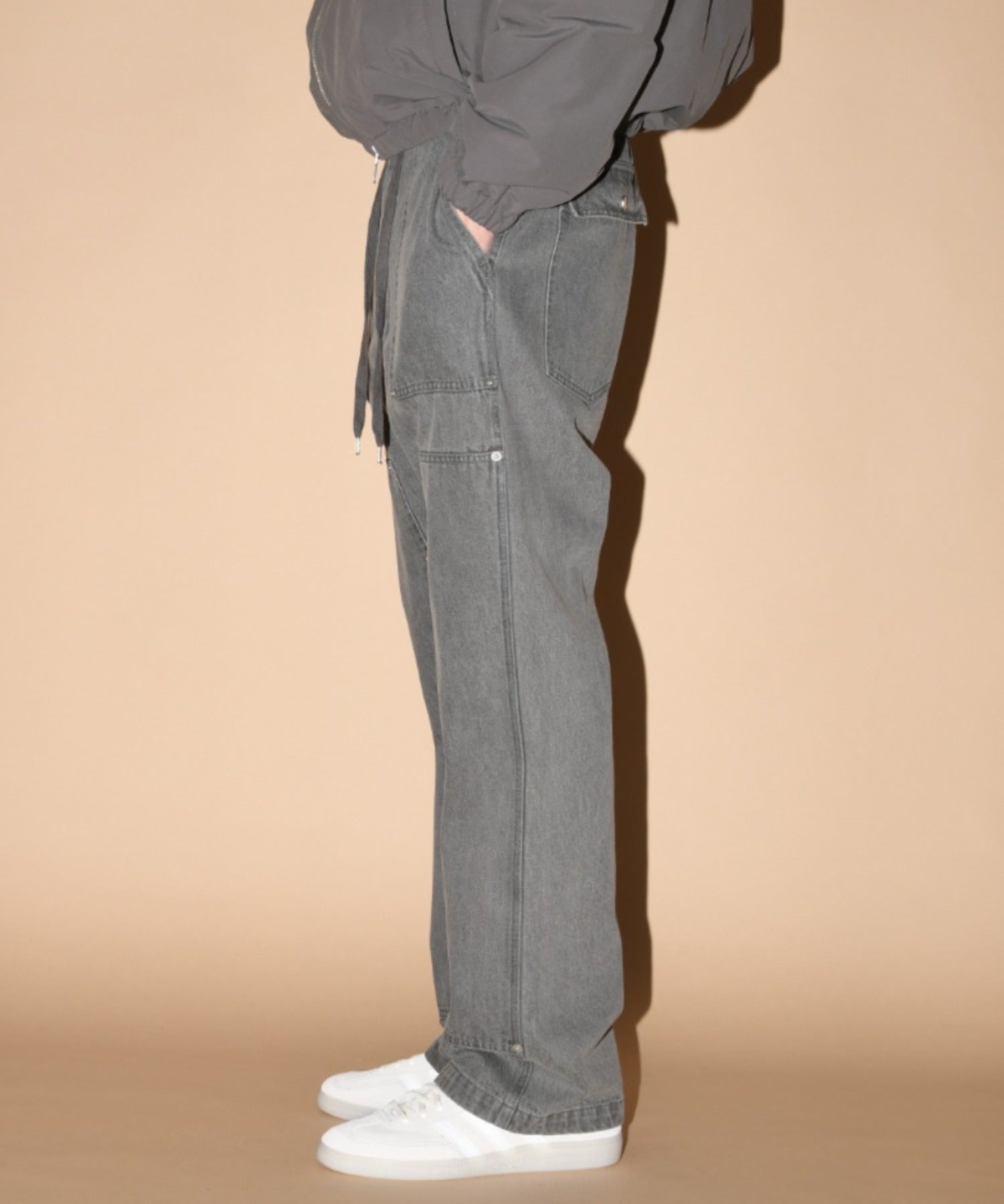 Double Knee Baker Pants- gray denim