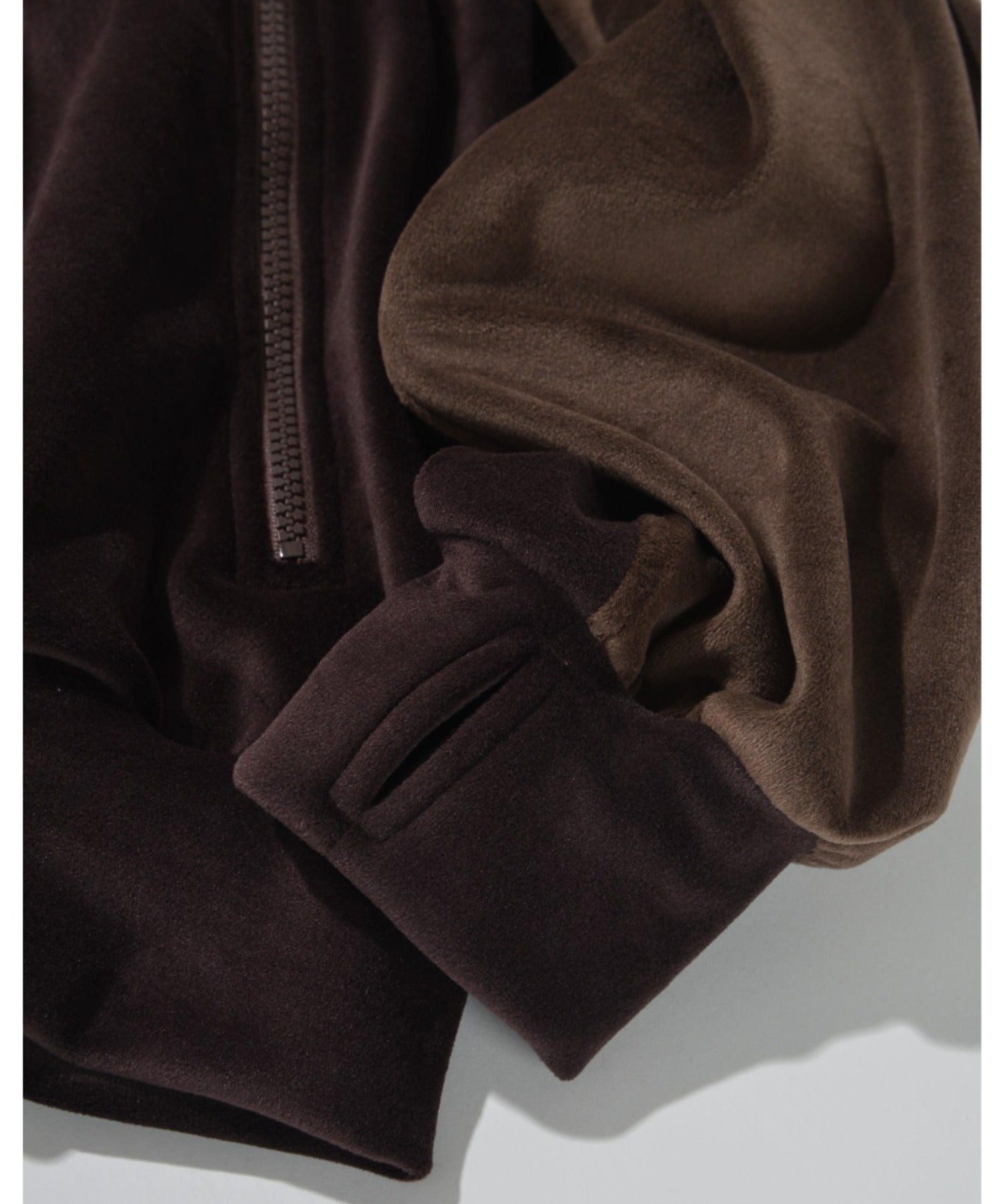 Velour Panel Stand-collar Blouson - brown/brown