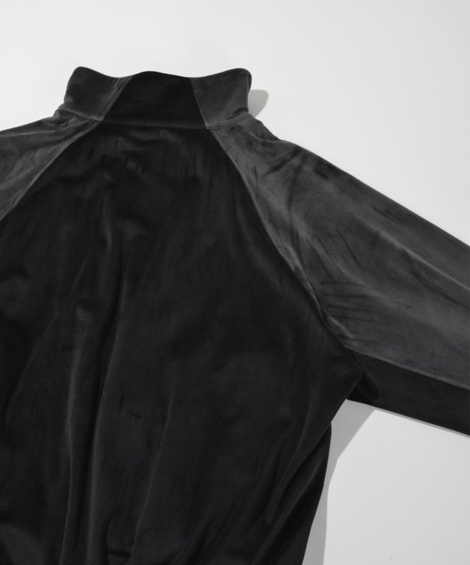 Velour Panel Stand-collar Blouson - black/black