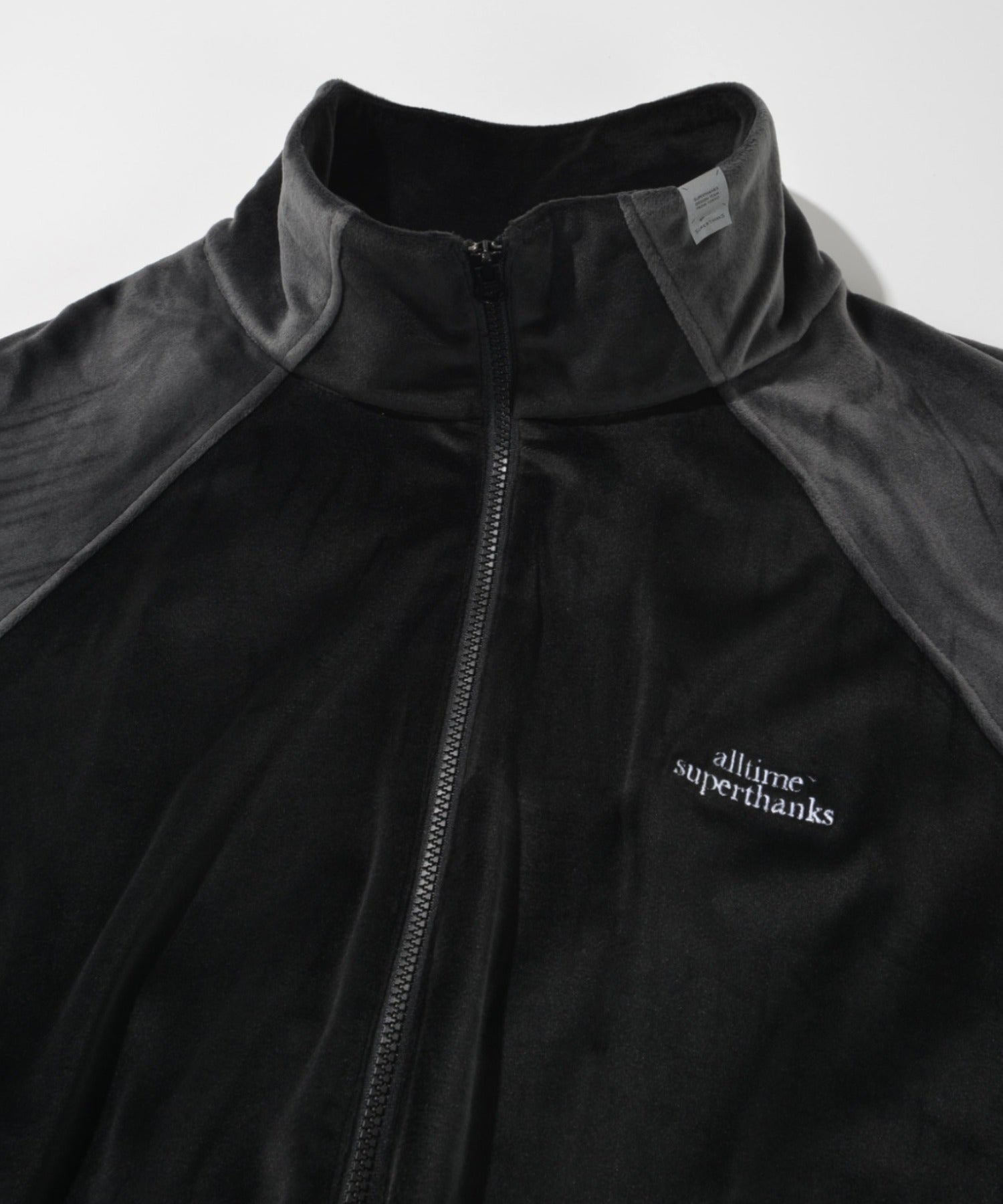 Velour Panel Stand-collar Blouson - black/gray