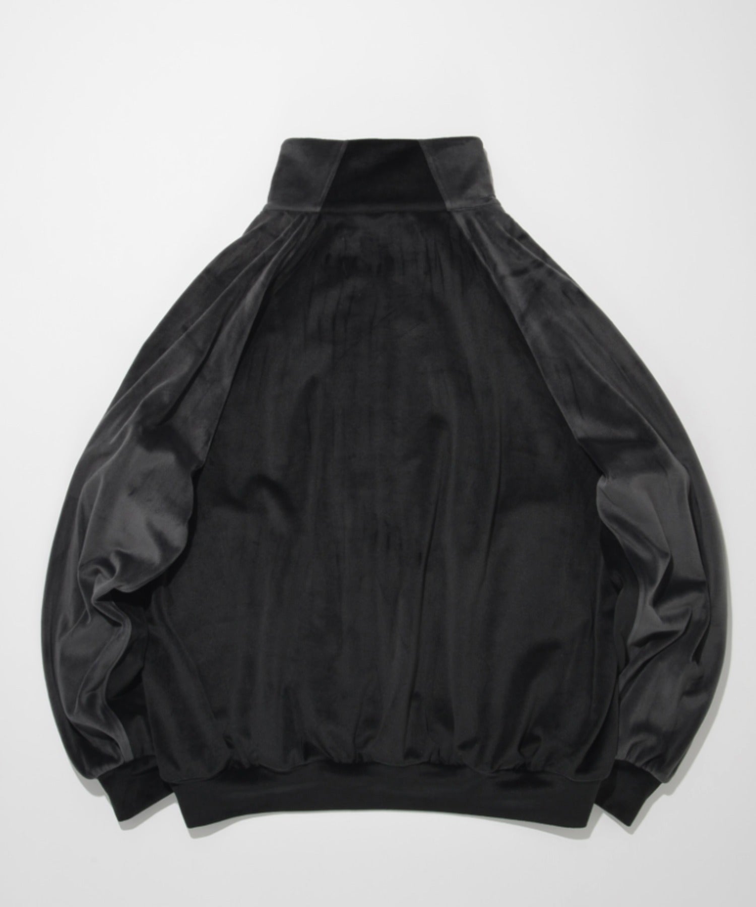 Velour Panel Stand-collar Blouson - black/black