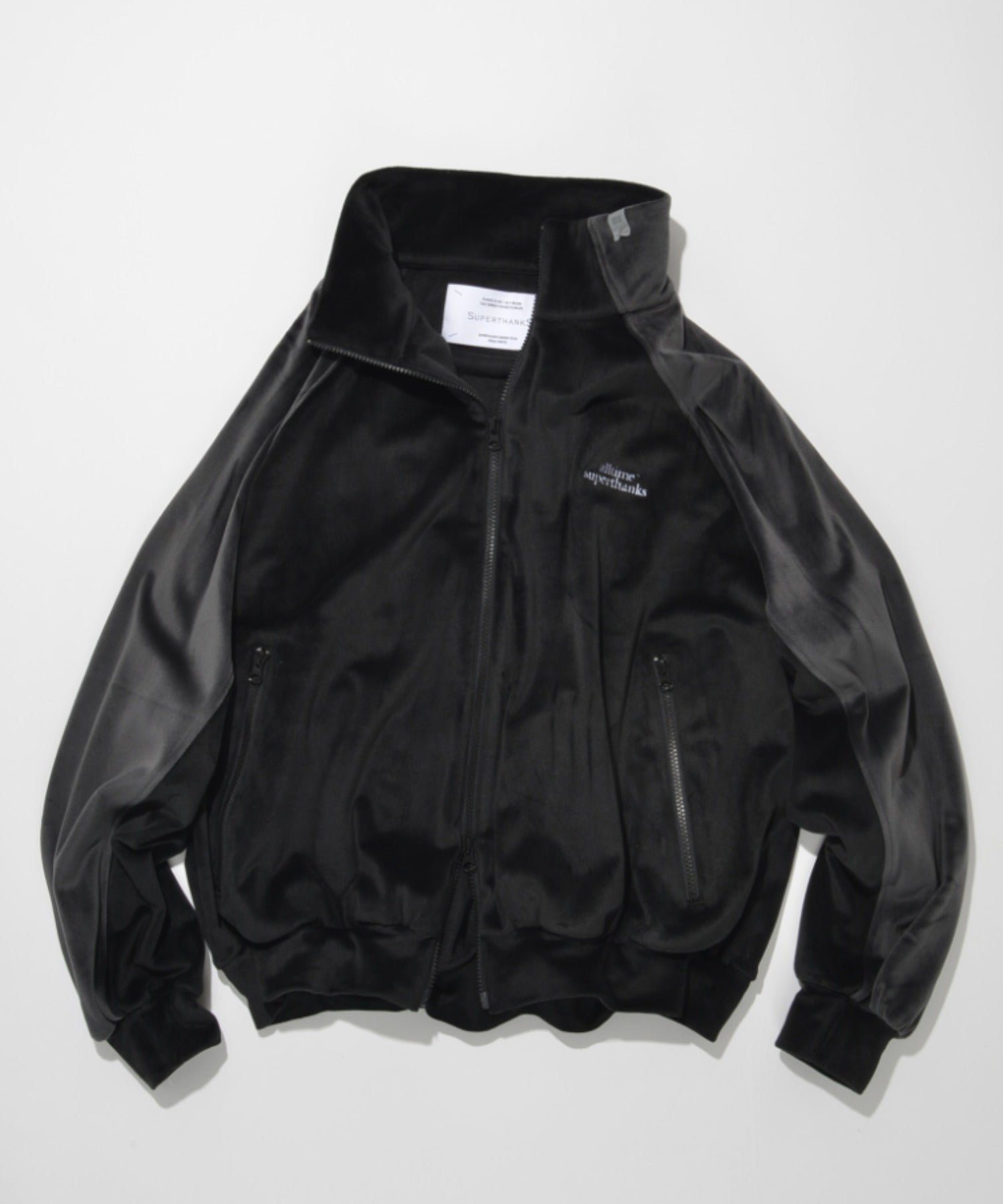 Velour Panel Stand-collar Blouson - brown/brown