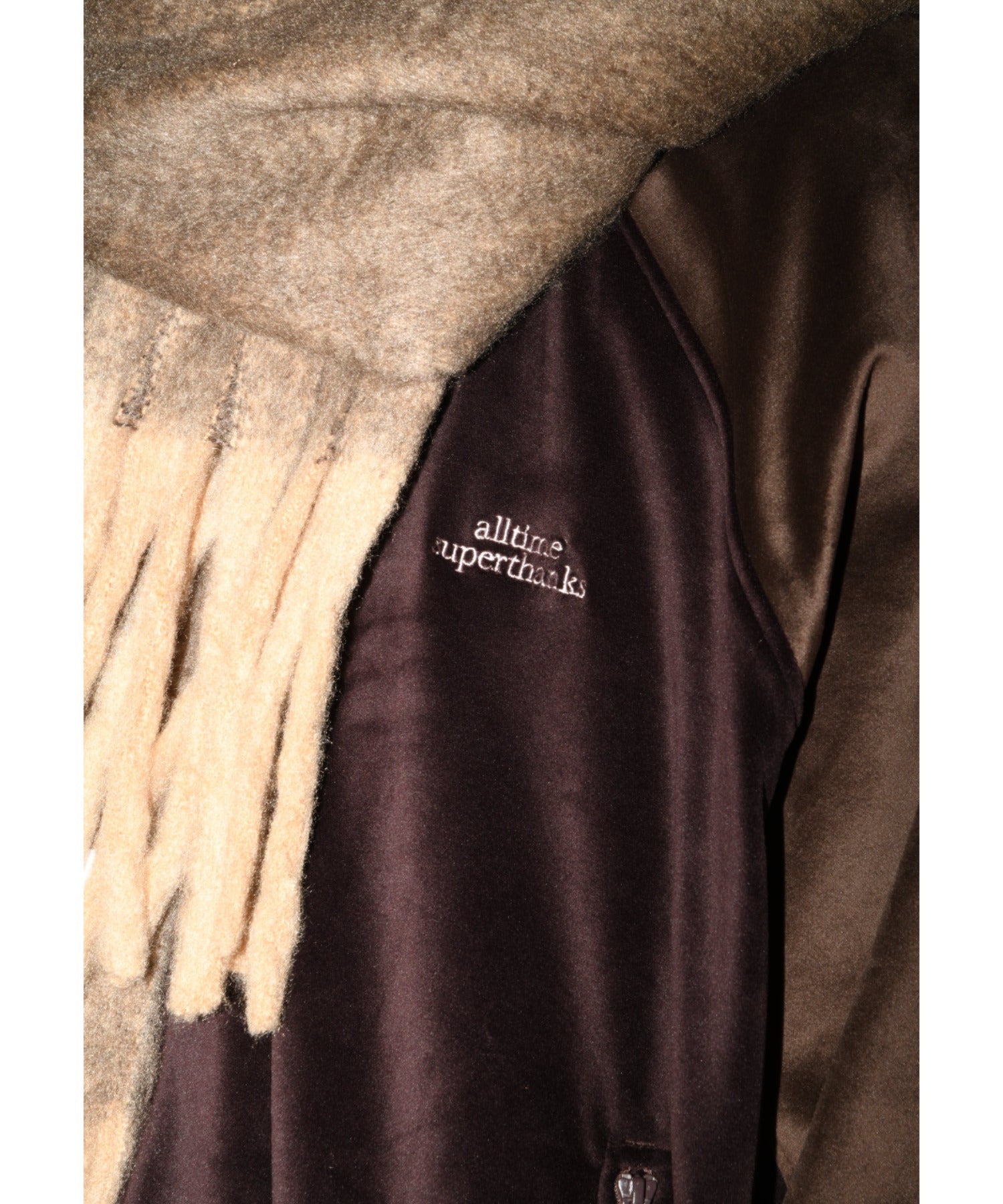 Velour Panel Stand-collar Blouson - brown/brown