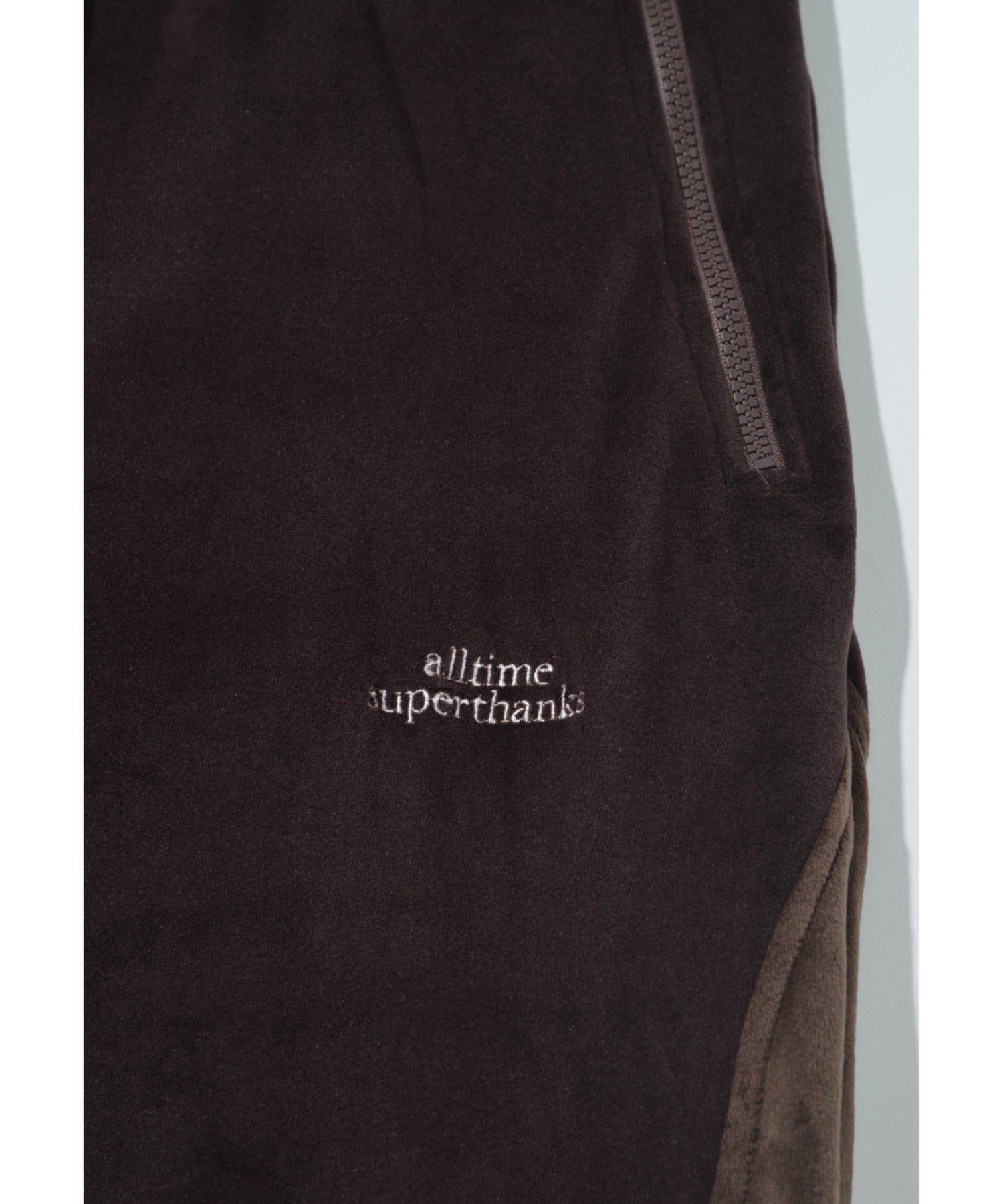 Velour Panel Wide Pants - brown/brown