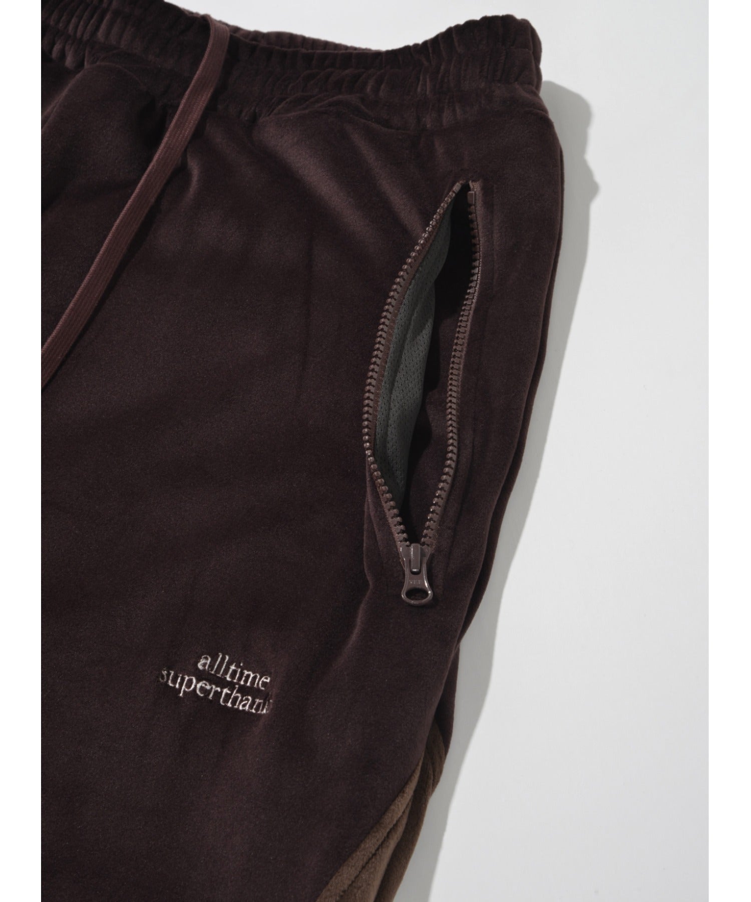 Velour Panel Wide Pants - black/gray