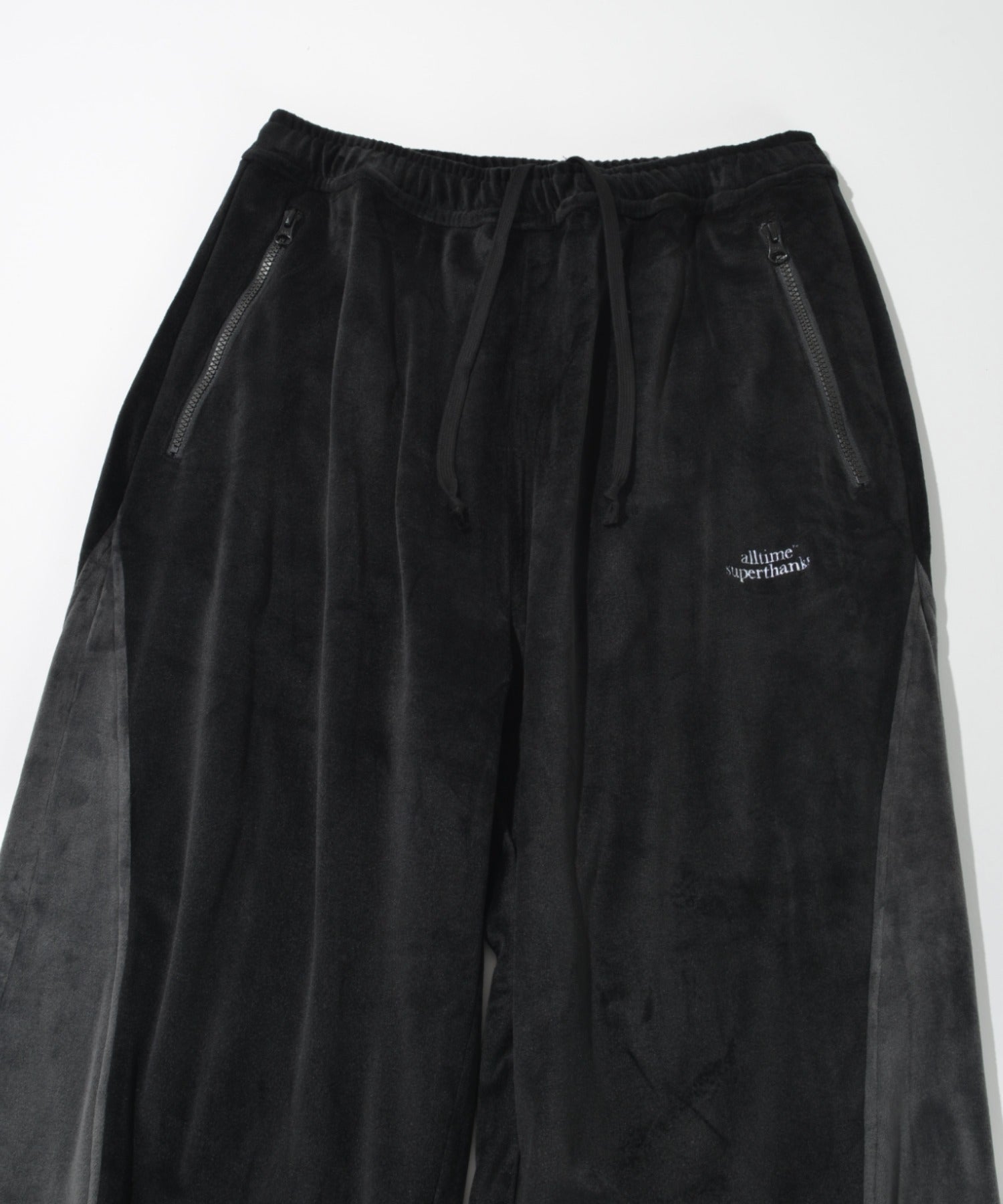 Velour Panel Wide Pants - black/gray