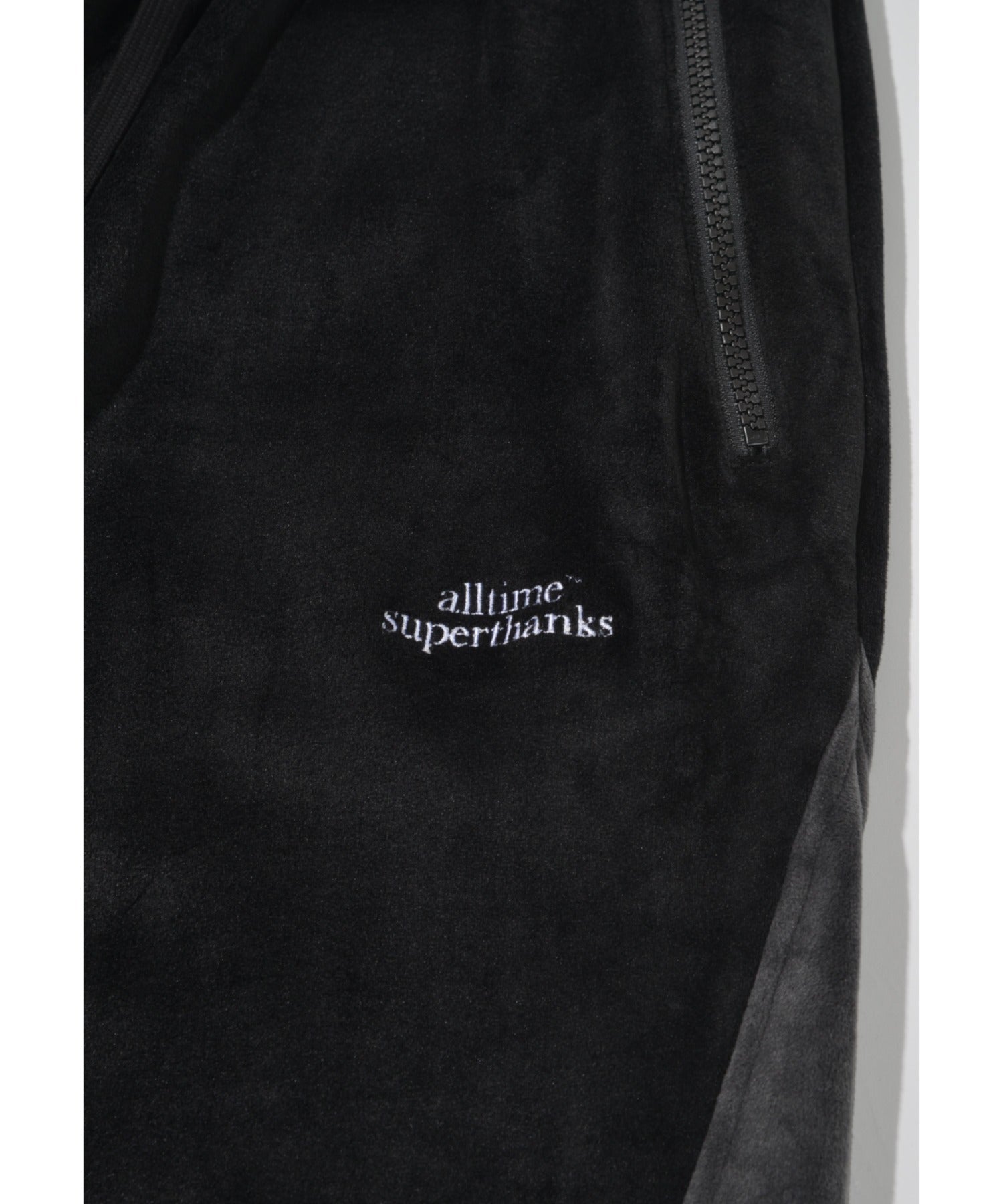 Velour Panel Wide Pants - black/black