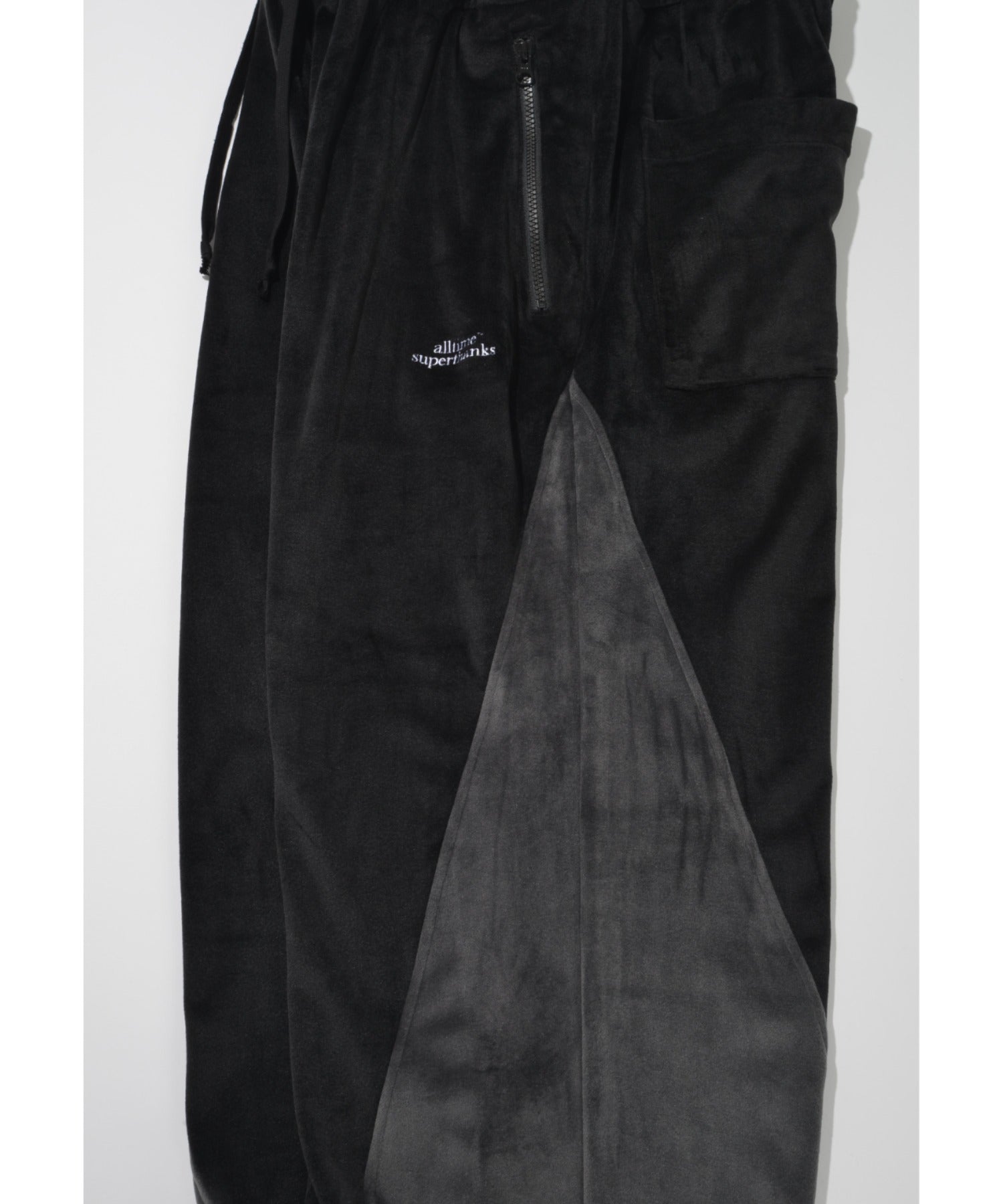 Velour Panel Wide Pants - black/black