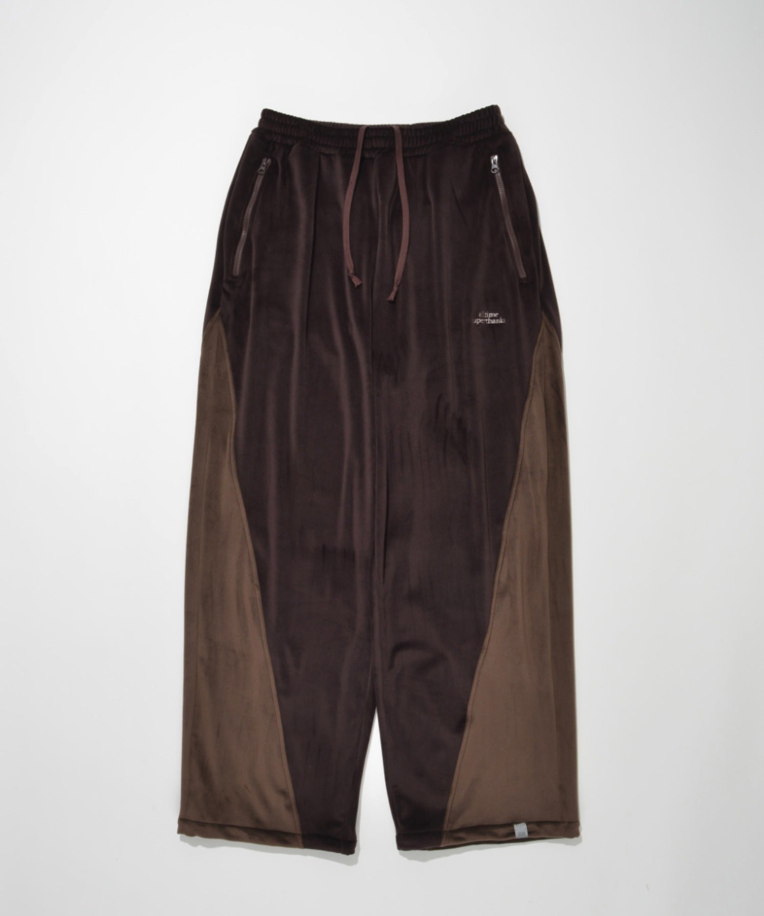 Velour Panel Wide Pants - brown/brown
