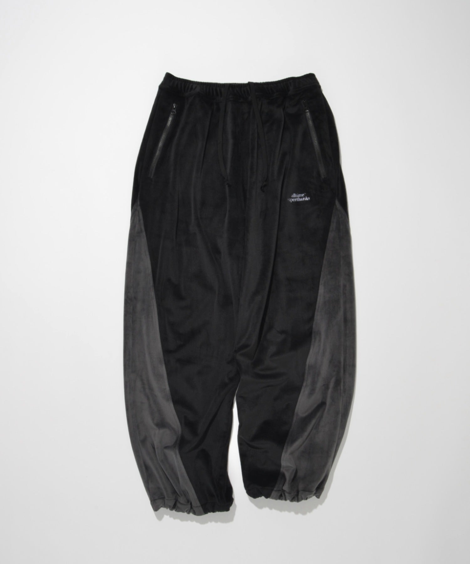 Velour Panel Wide Pants - black/gray