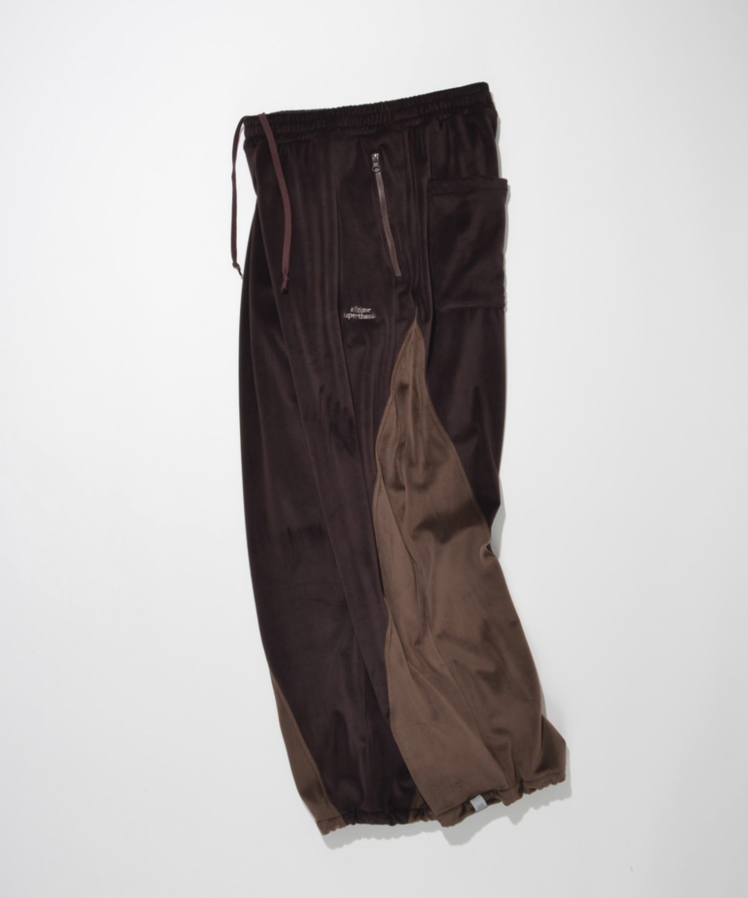 Velour Panel Wide Pants - brown/brown