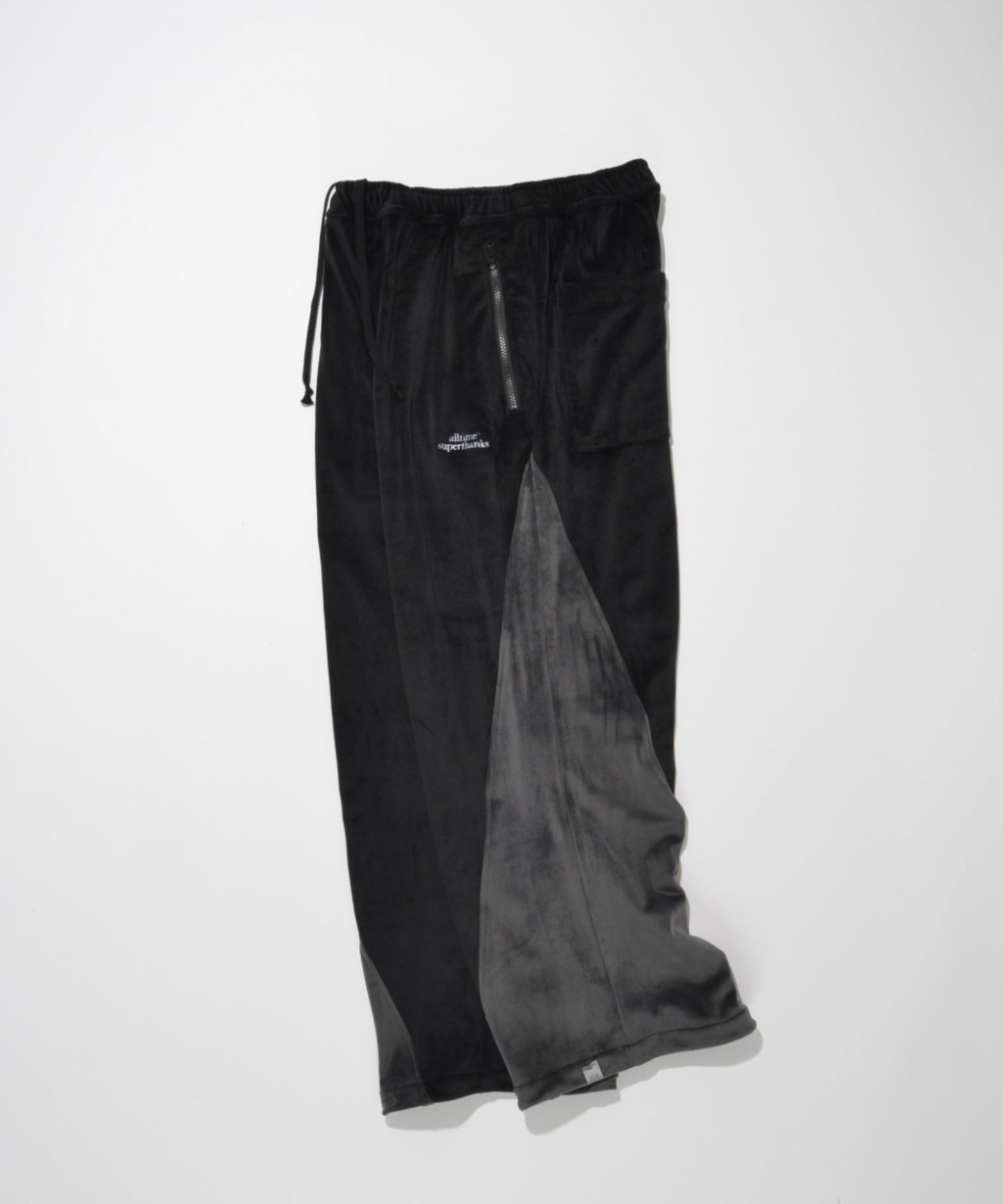 Velour Panel Wide Pants - black/gray