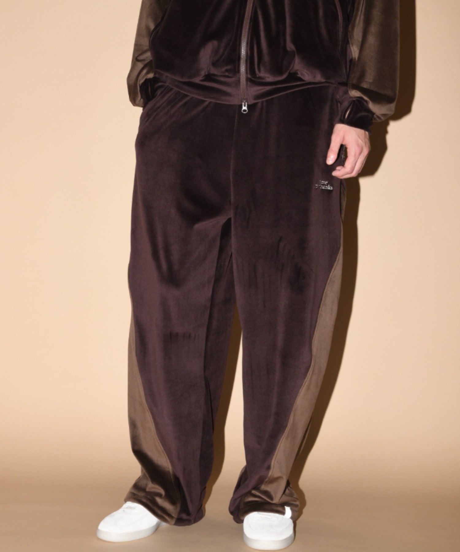 Velour Panel Wide Pants - black/black