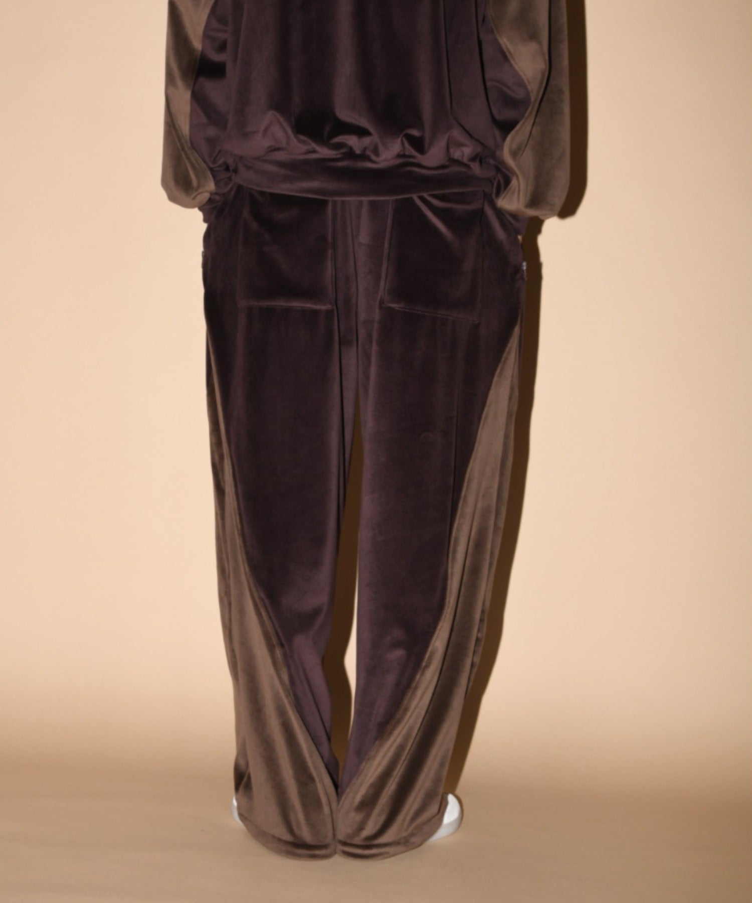 Velour Panel Wide Pants - brown/brown