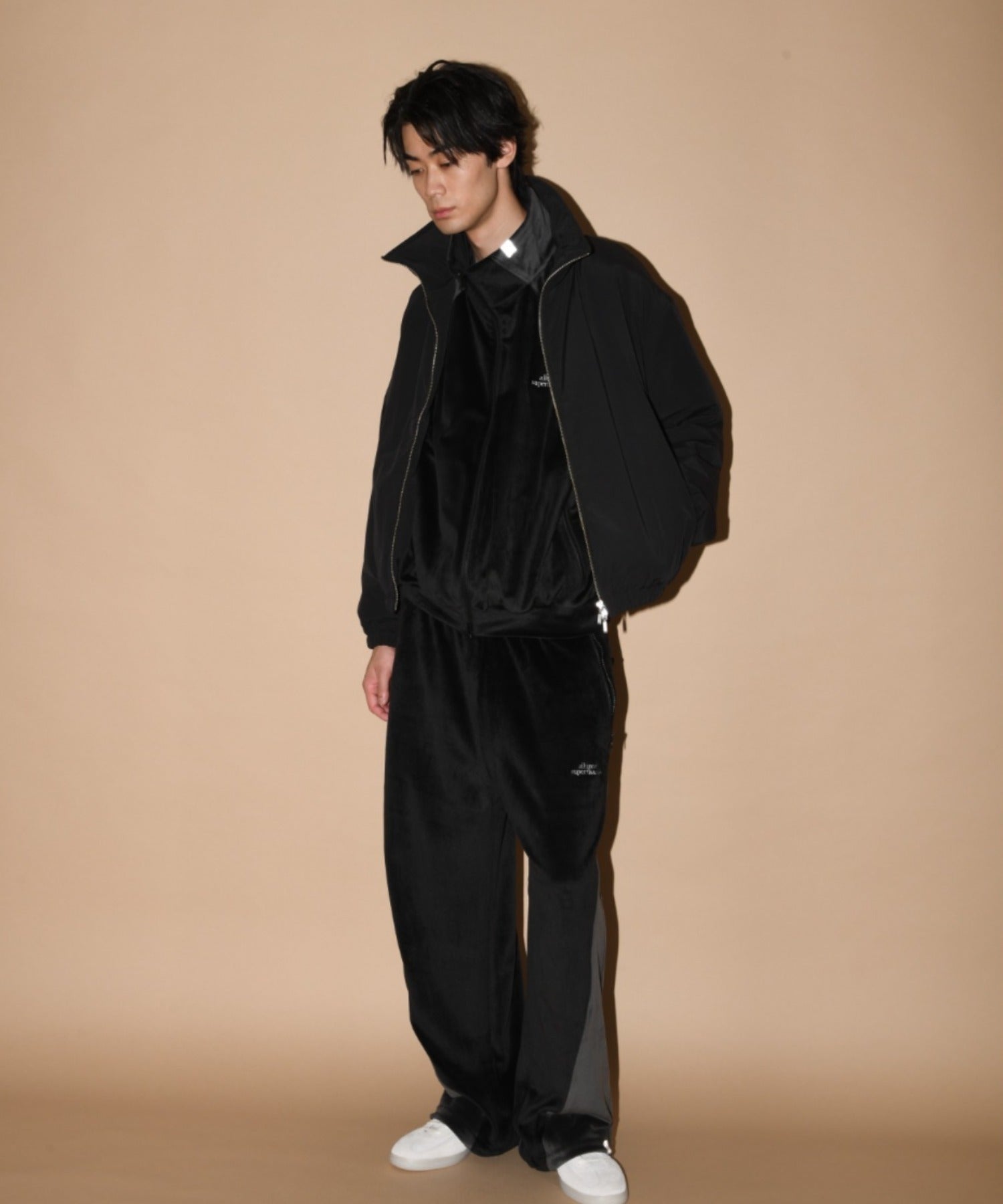 Velour Panel Wide Pants - brown/brown