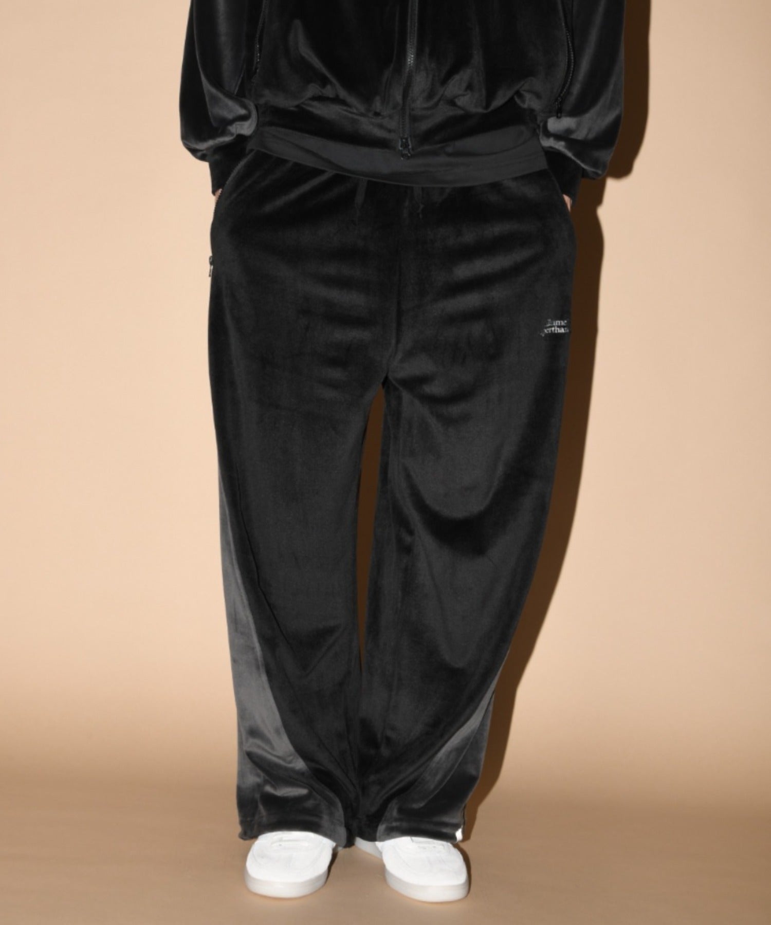 Velour Panel Wide Pants - black/gray