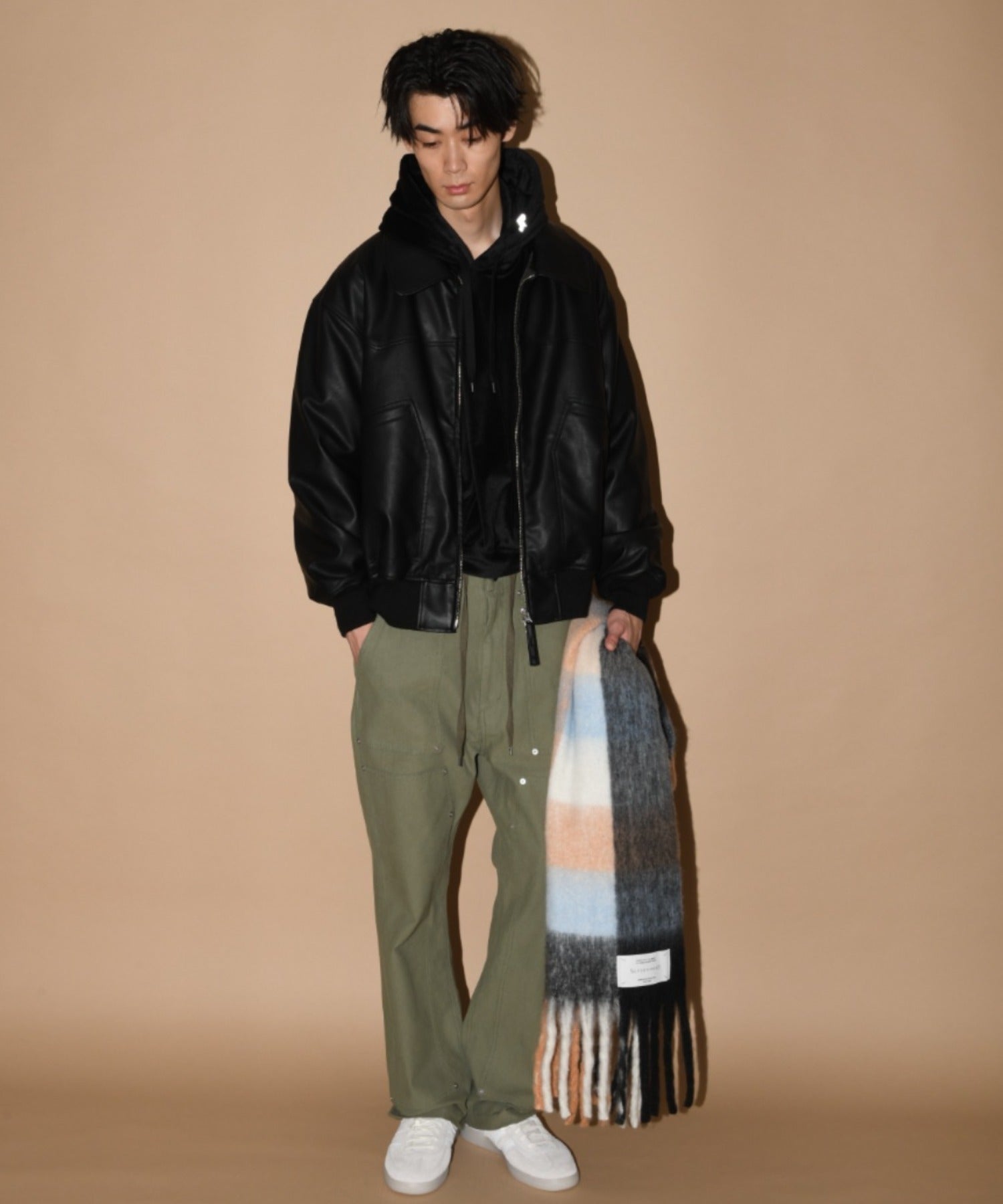 Graph check Knit Cardigan - brown