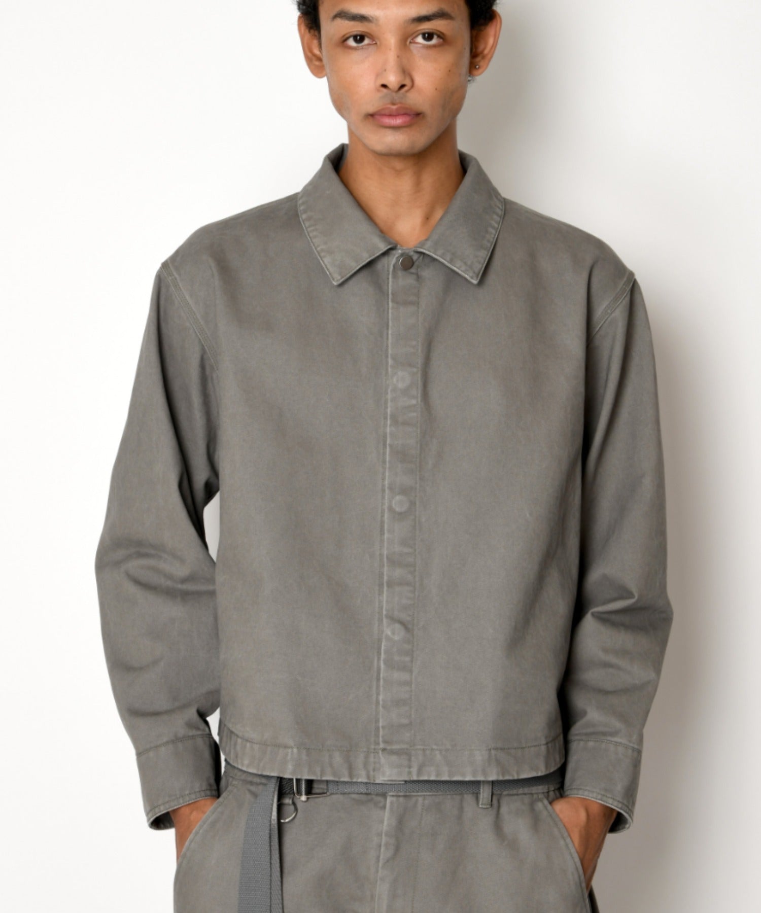 Pigment dyed Twill Shirt Jacket - ivory