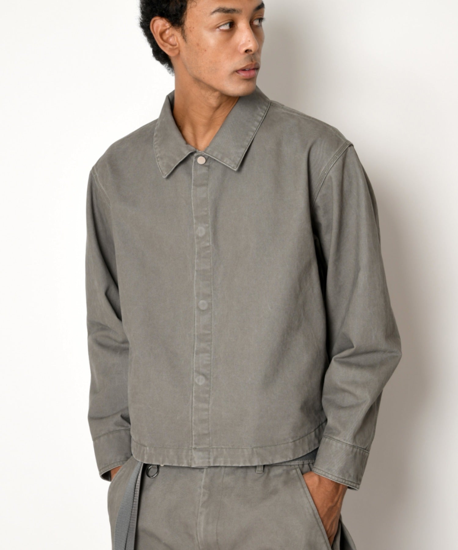 Pigment dyed Twill Shirt Jacket - ivory