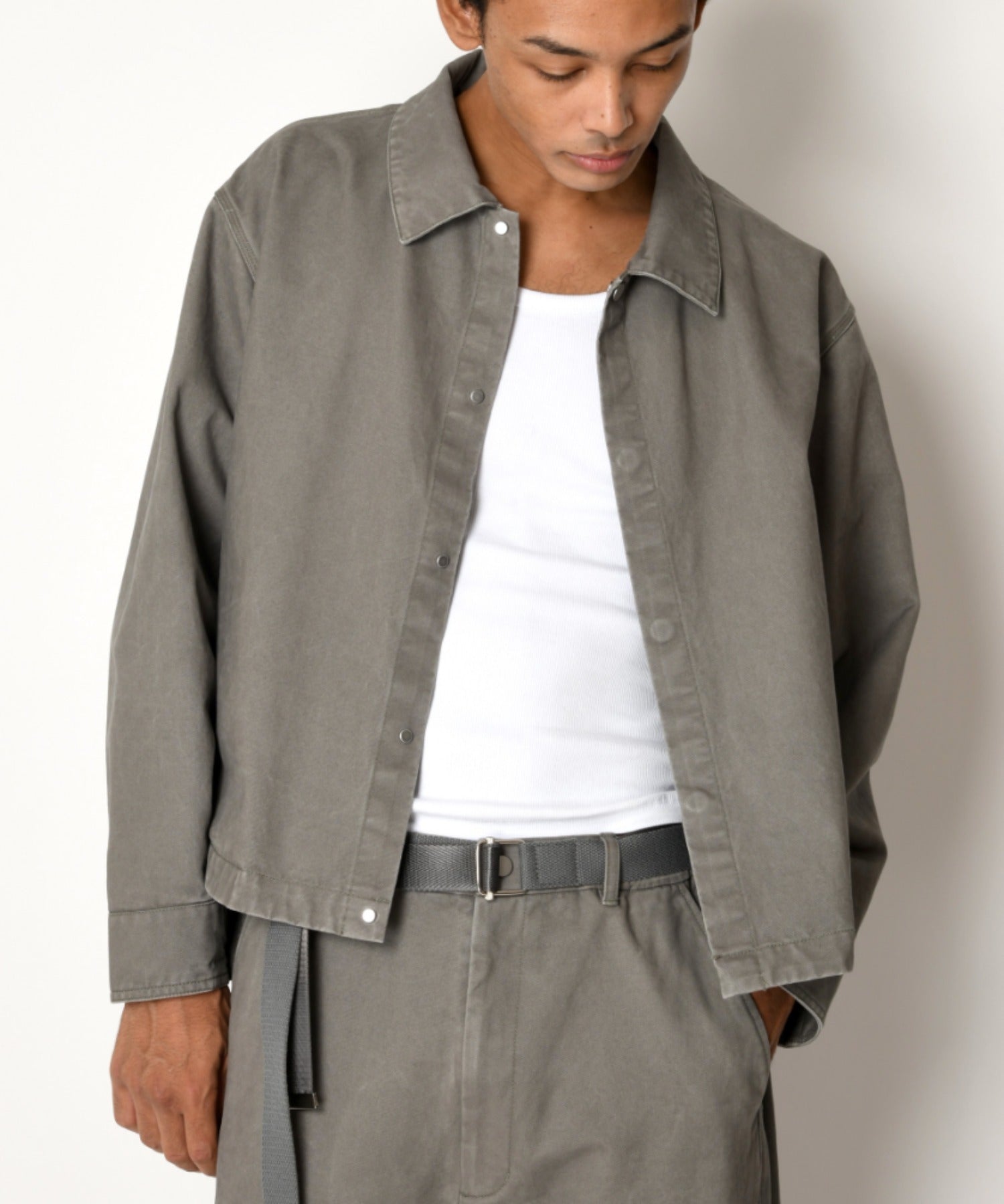 Pigment dyed Twill Shirt Jacket - ivory