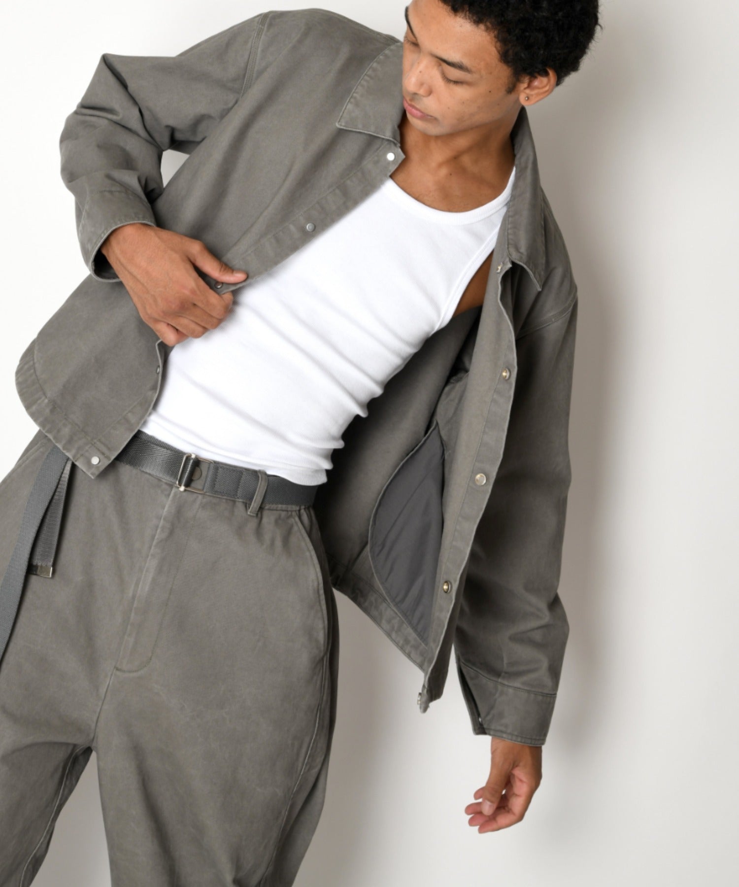 Pigment dyed Twill Shirt Jacket - ivory