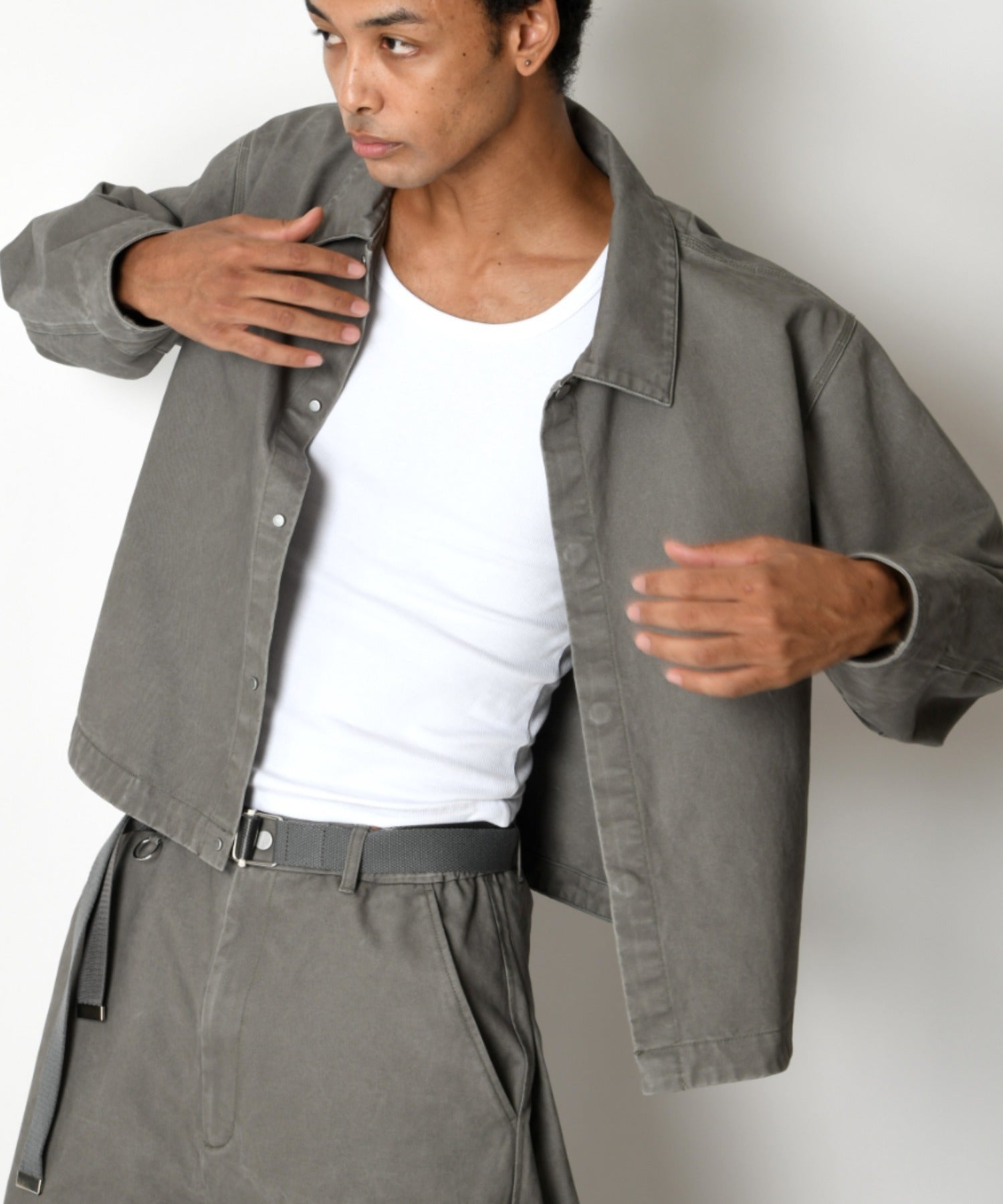 Pigment dyed Twill Shirt Jacket - ivory