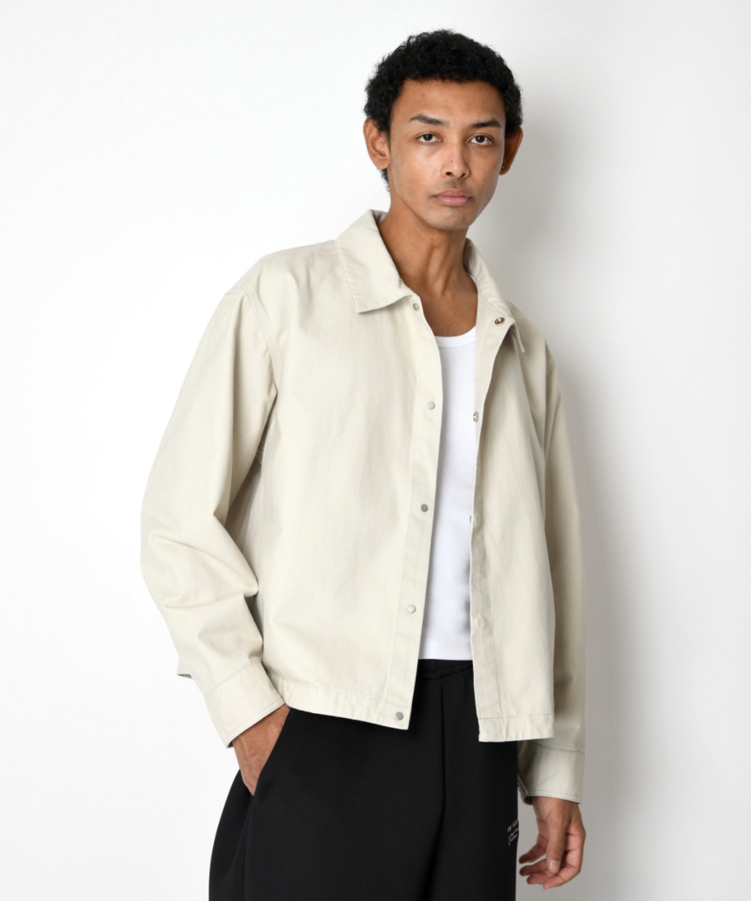 Pigment dyed Twill Shirt Jacket - ivory