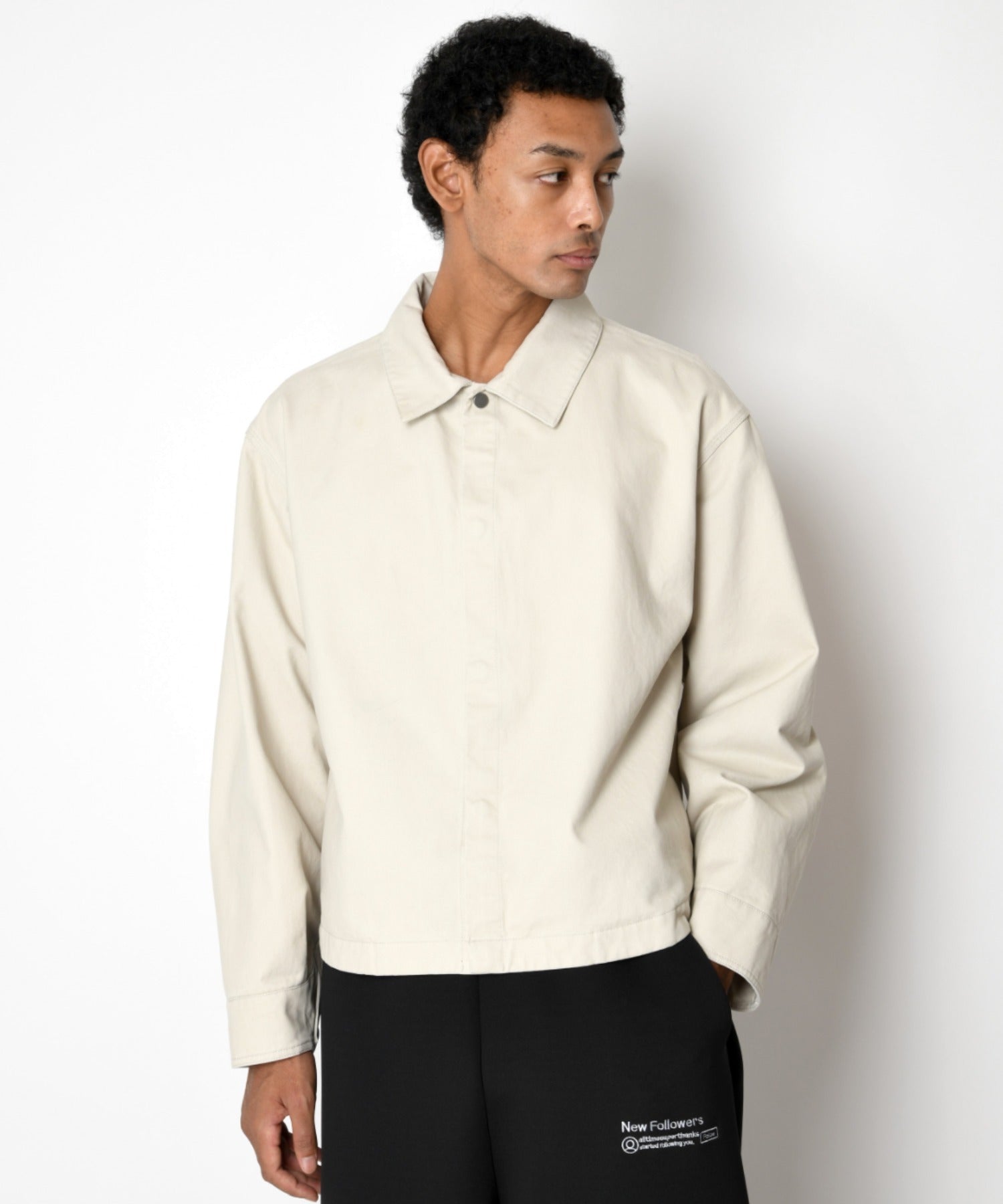 Pigment dyed Twill Shirt Jacket - ivory