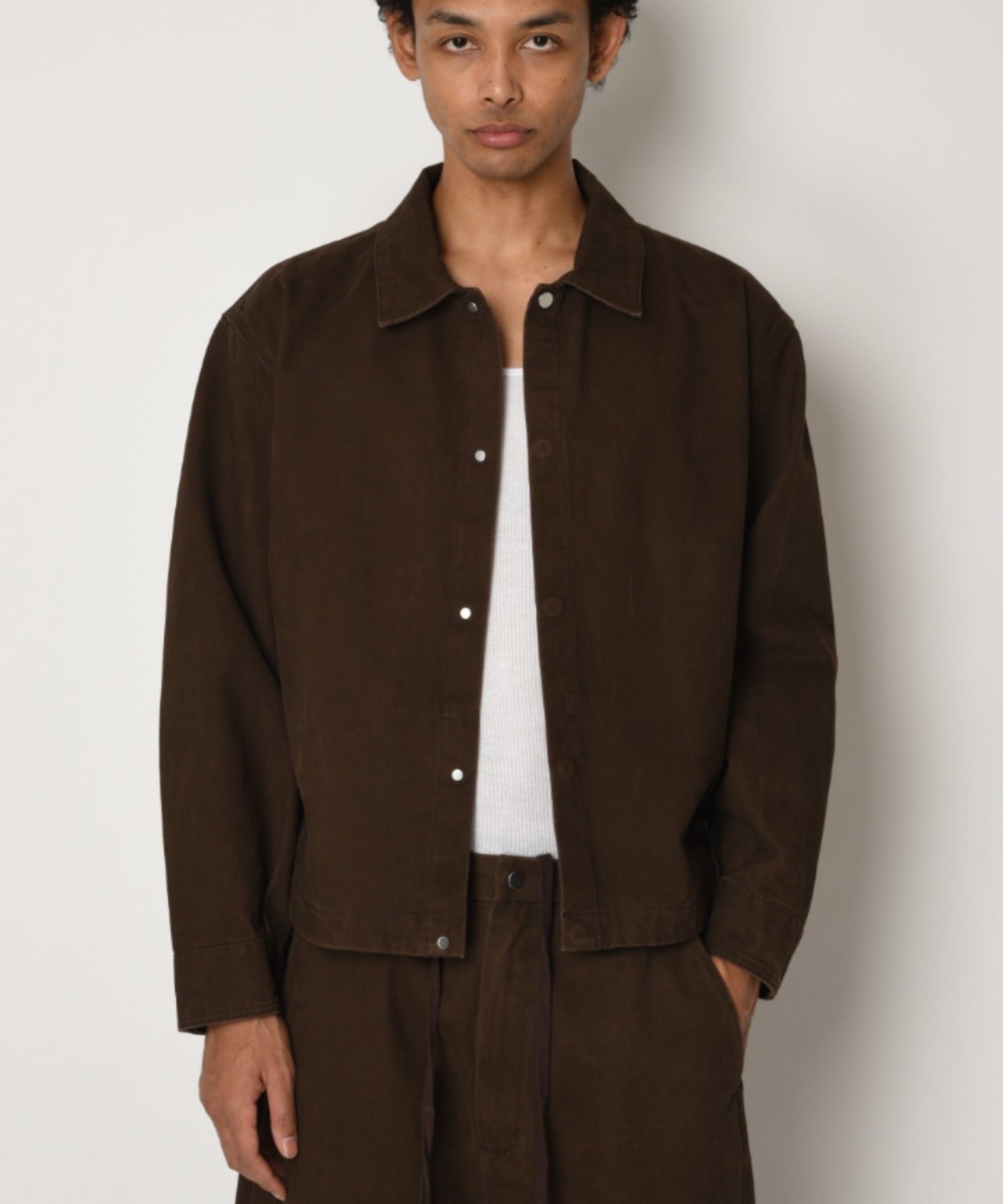 Pigment dyed Twill Shirt Jacket - brown
