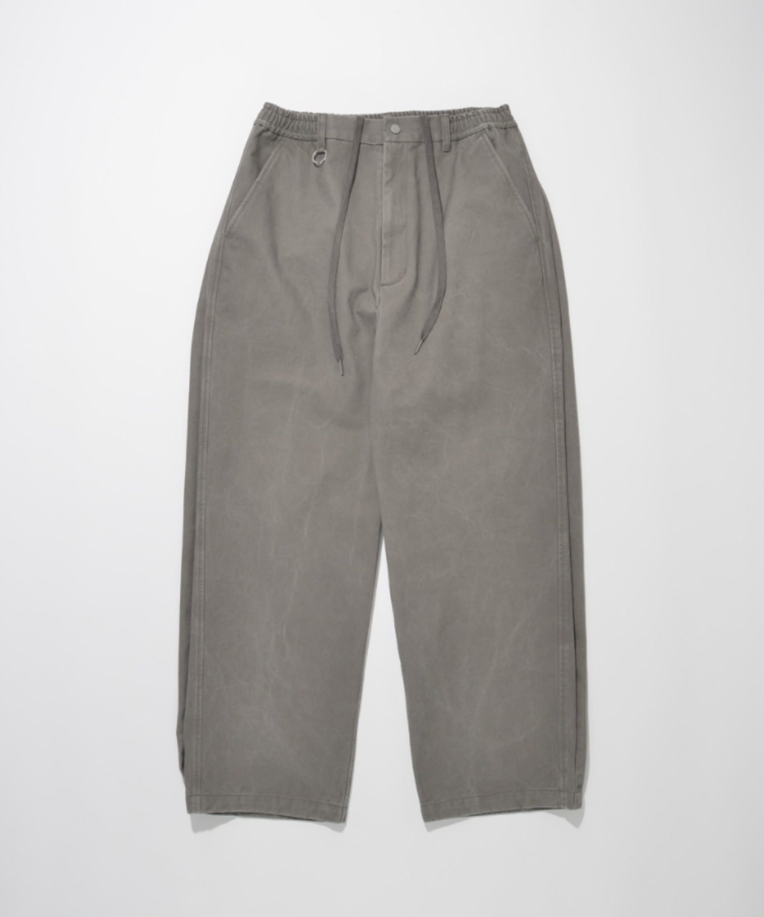 Pigment dyed Twill Side-tuck Wide Pants - gray