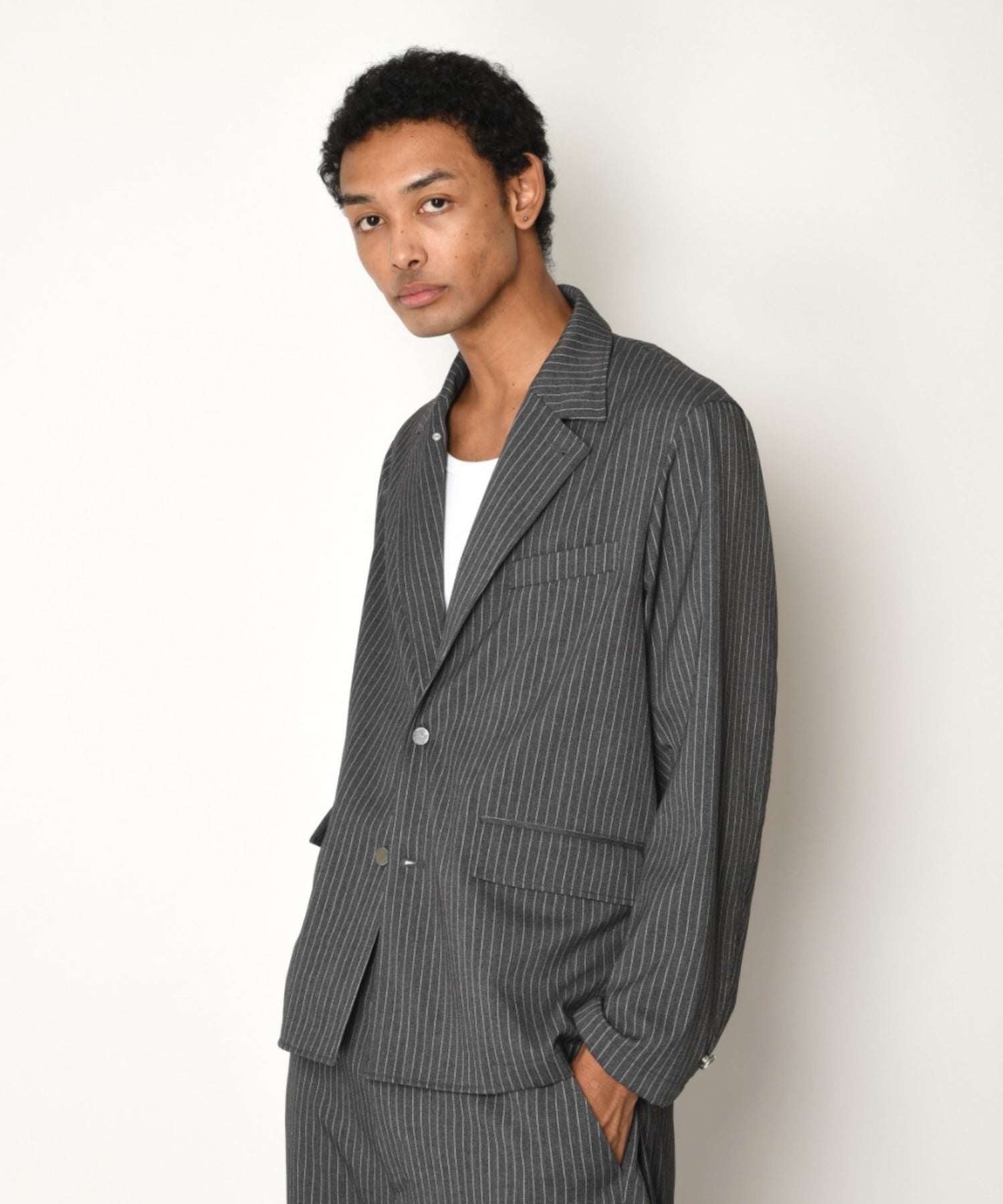 TR Pinstripe Jacket - gray/white