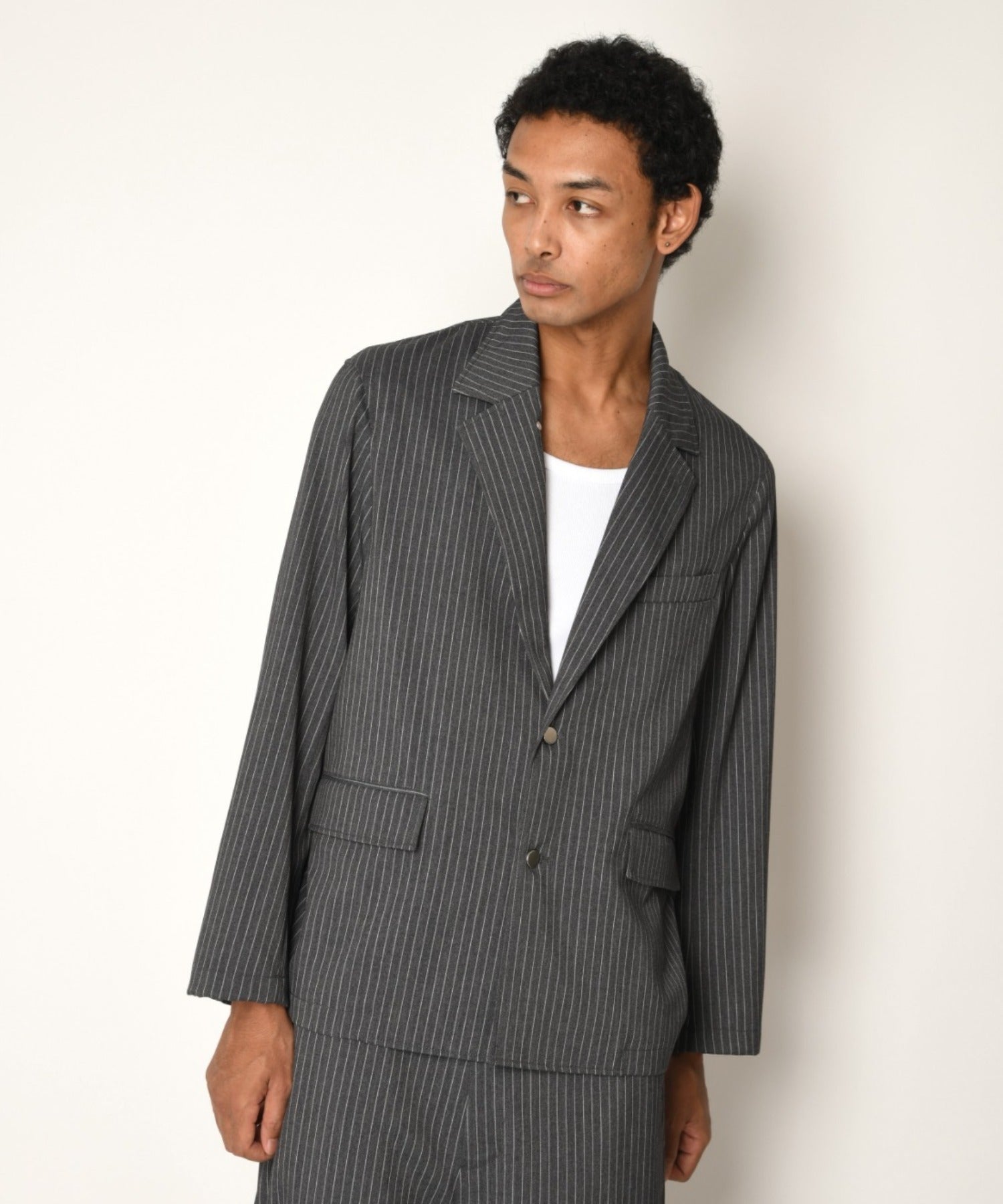 TR Pinstripe Jacket - gray/white