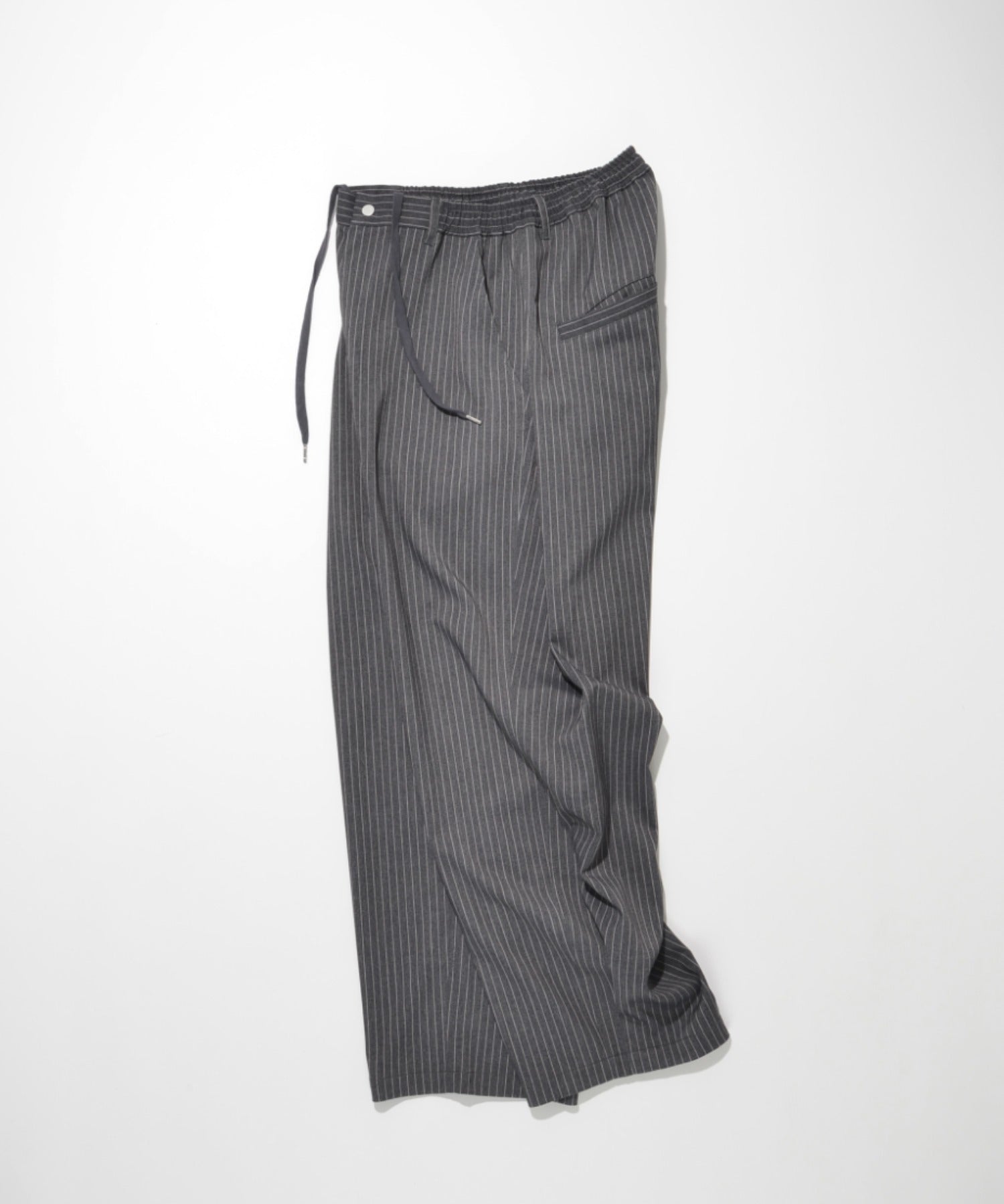 TR Pinstripe Side-tuck Wide Pants - gray/white