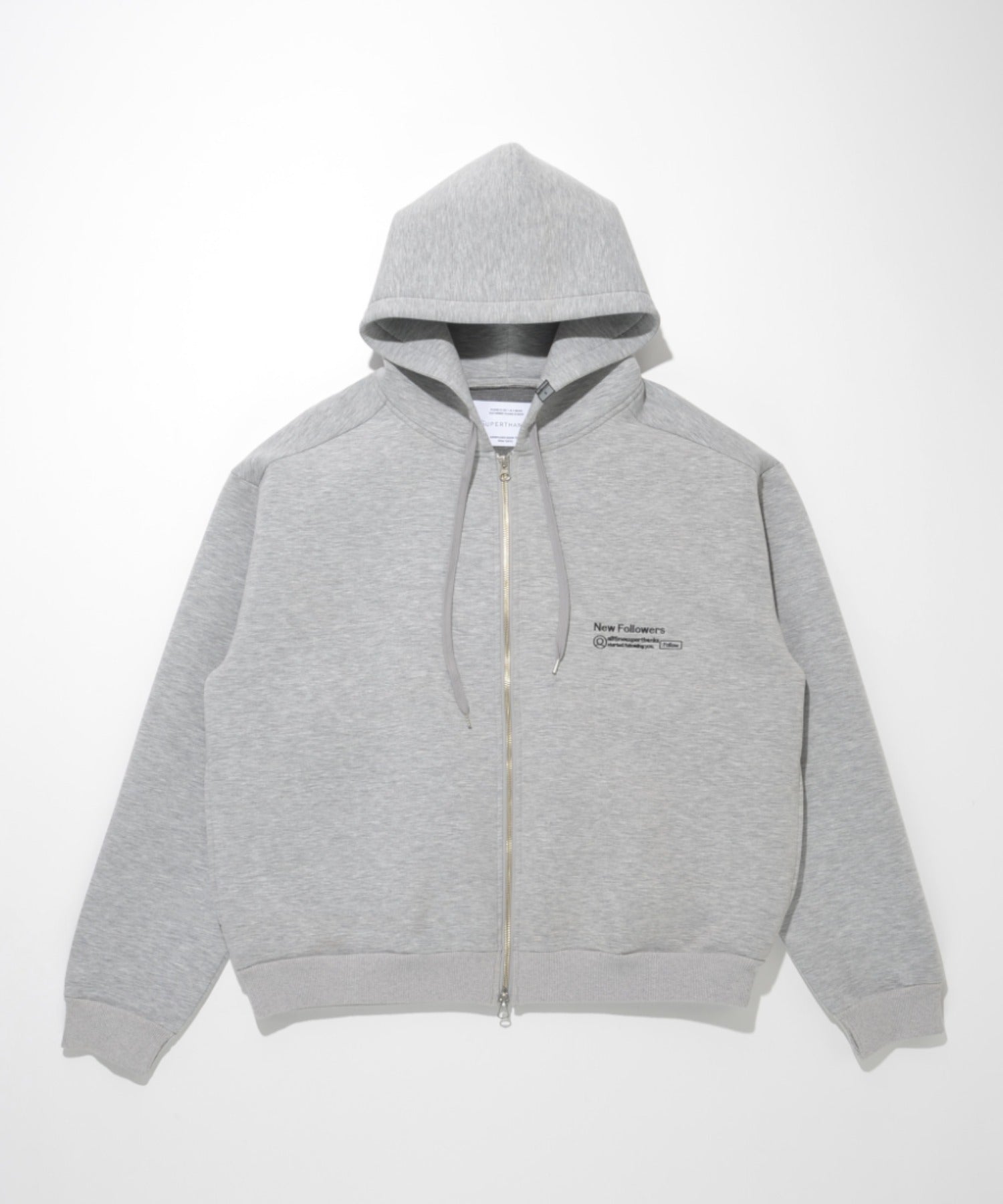 Double-knit Embroidery Zip-Hoodie - ash gray