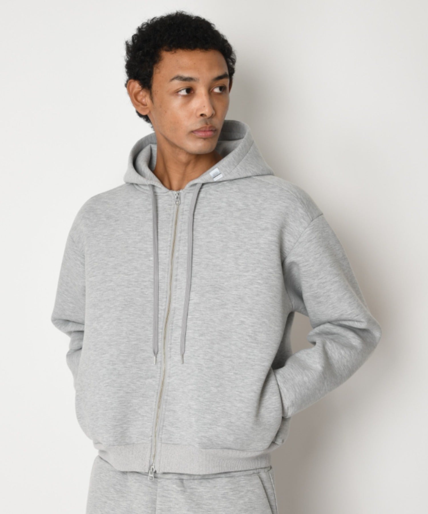 Double-knit Zip-Hoodie (無地) - ash gray